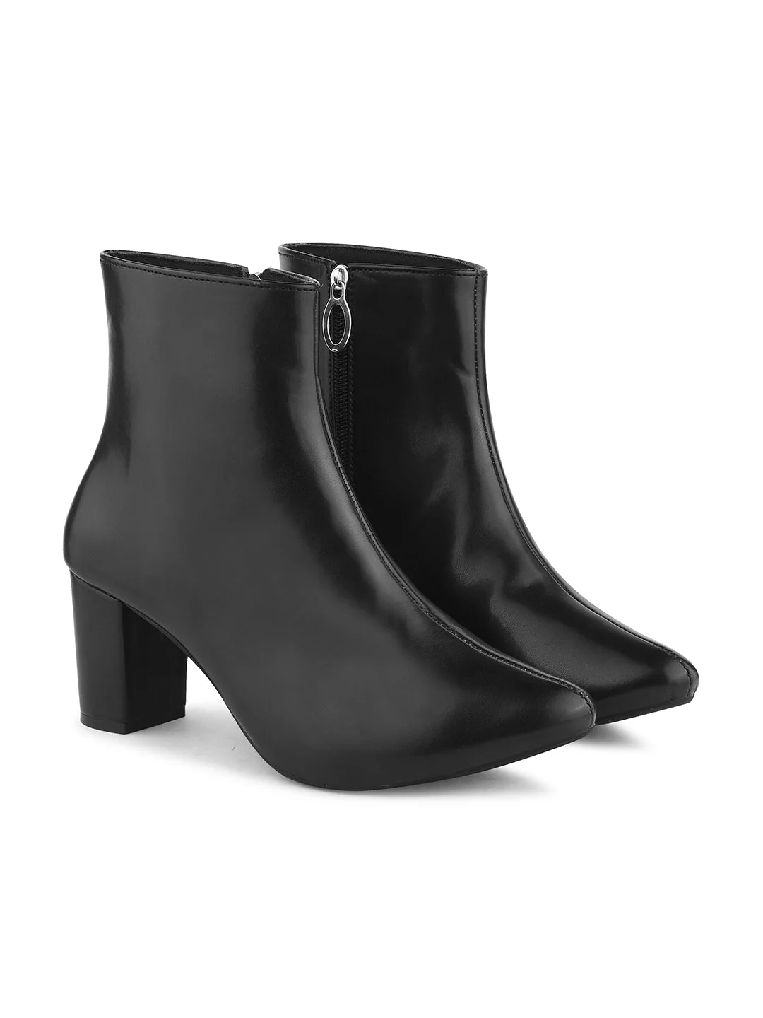 JM Looks Women's Pointed Toe Block Heel Ankle Boots - Image 5