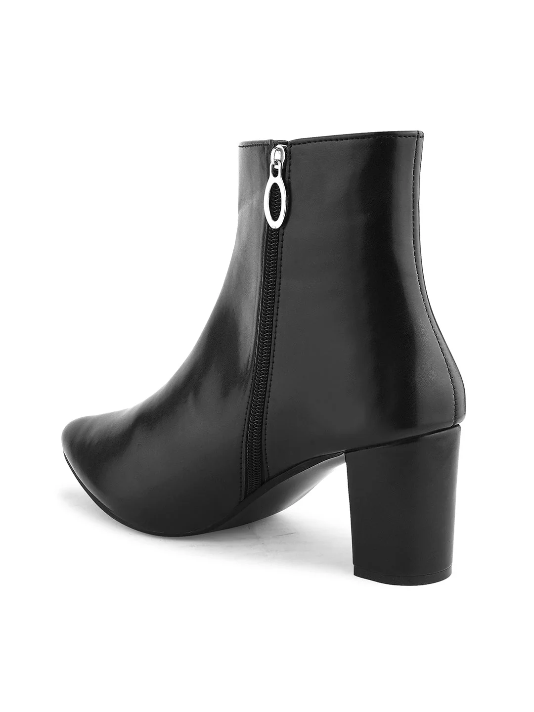 JM Looks Women's Pointed Toe Block Heel Ankle Boots - Image 6
