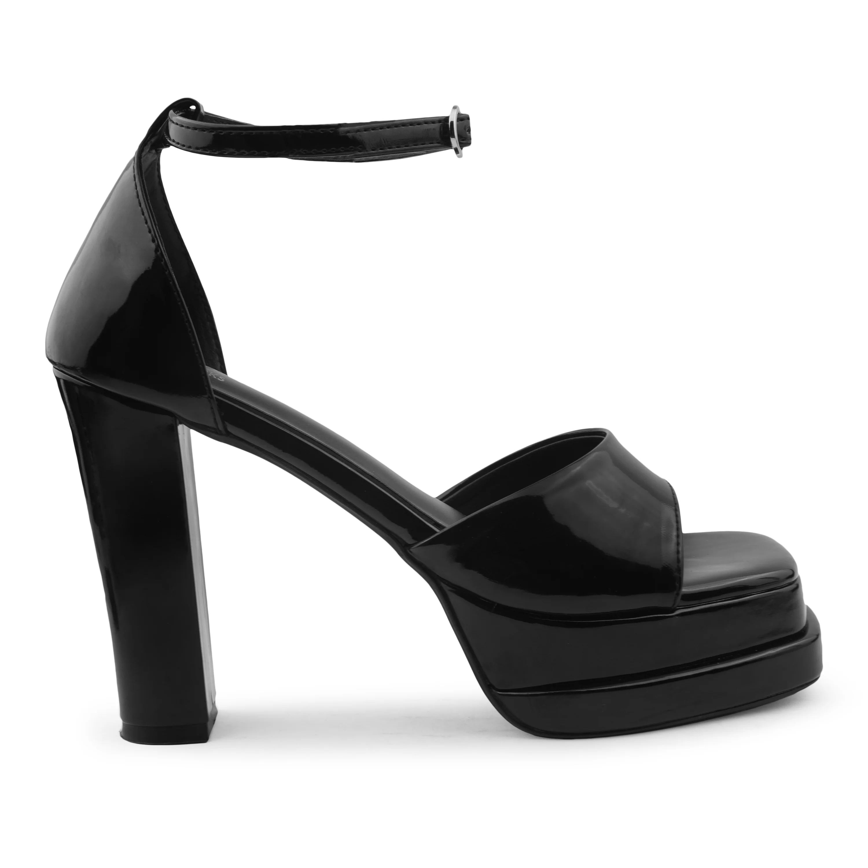 Ankle Strap Double Platform Block High Heels - Image 17