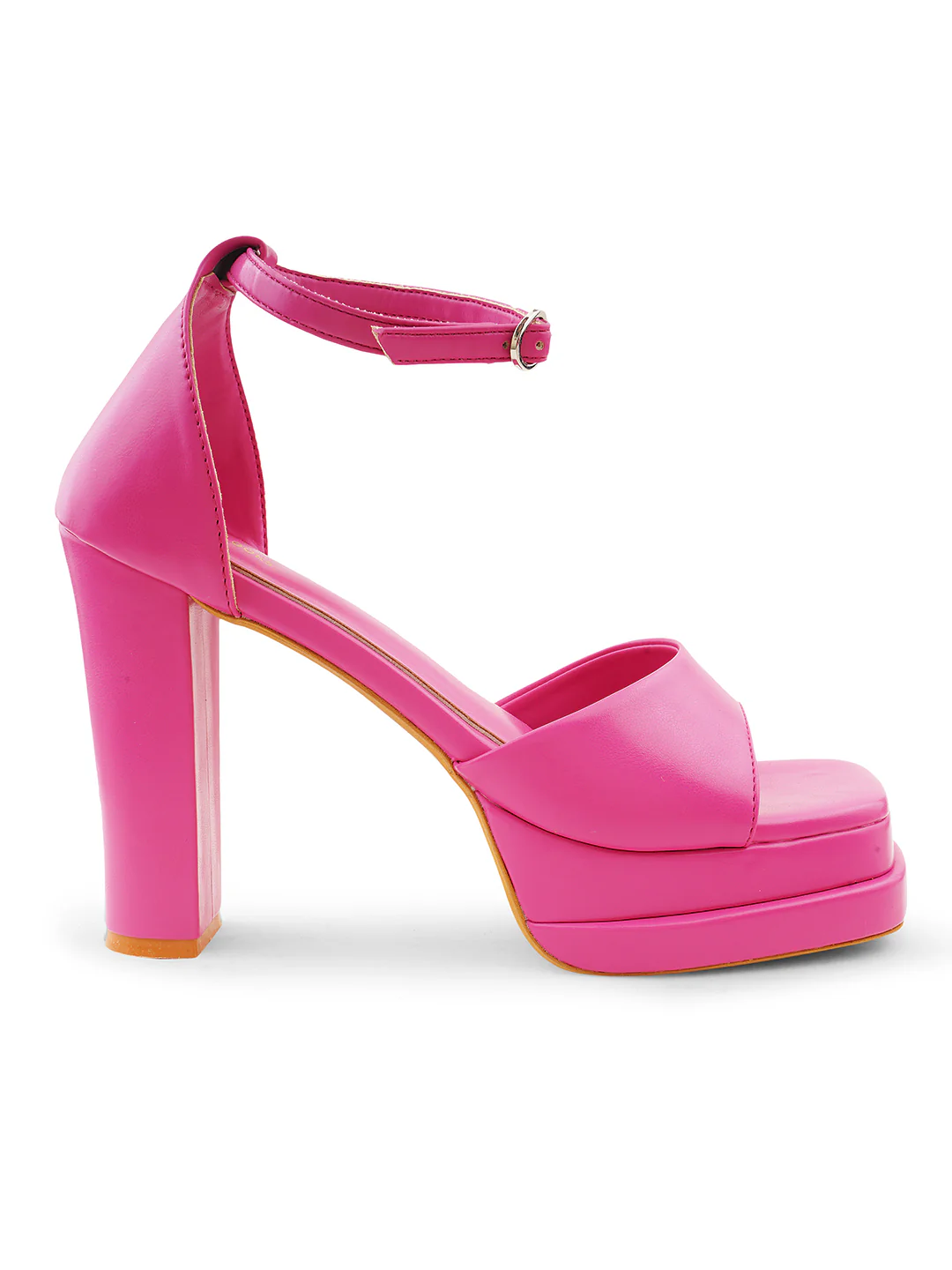 Ankle Strap Double Platform Block High Heels - Image 5