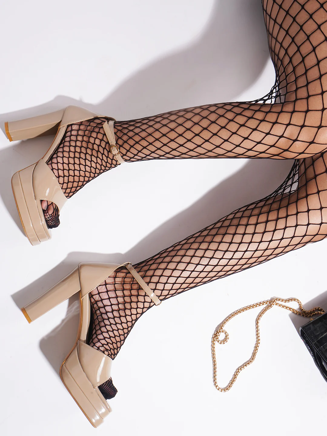 Ankle Strap Double Platform Block High Heels - Image 8