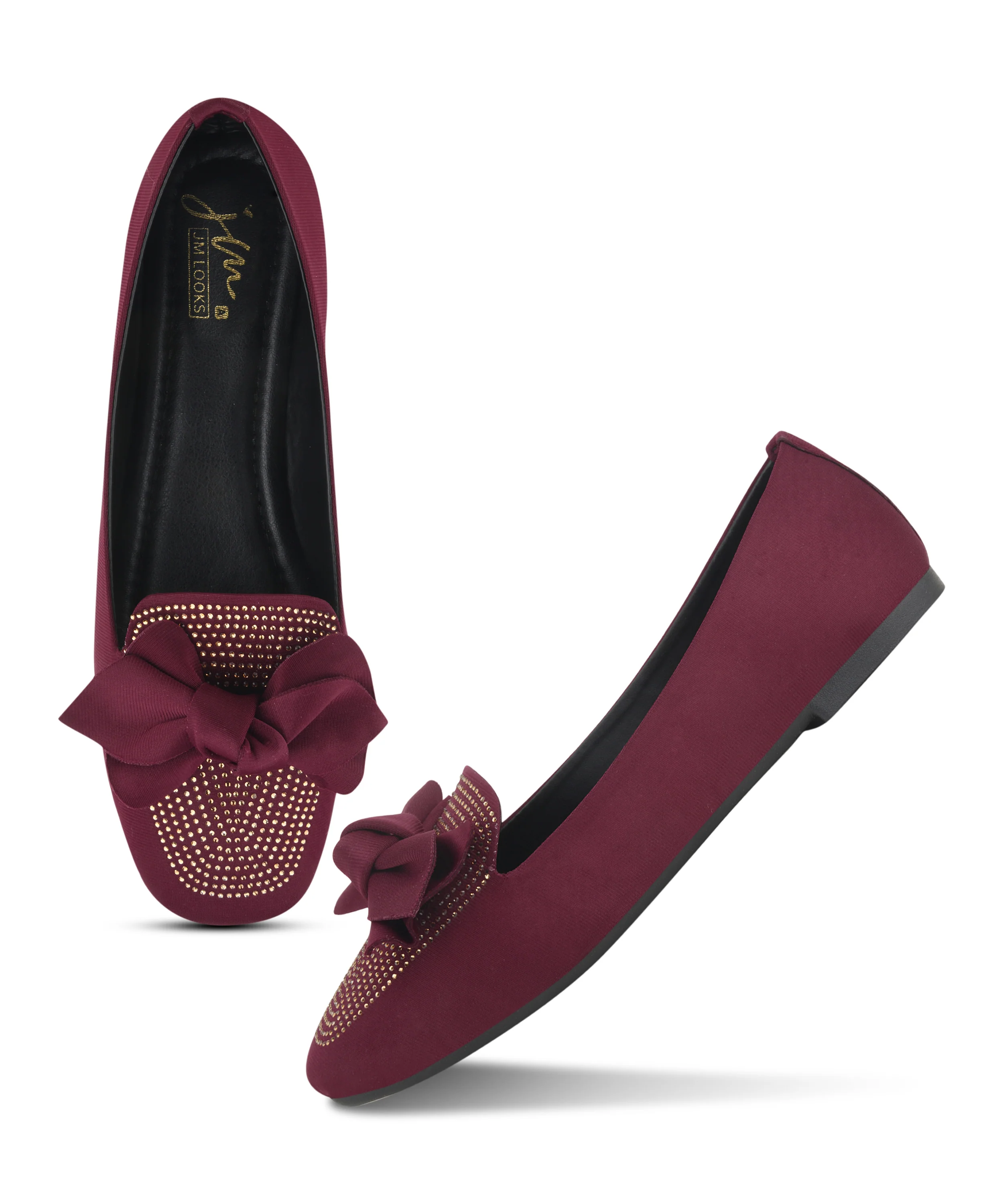 Ballerina Flats with Bow Detail & Studded Design - Image 12
