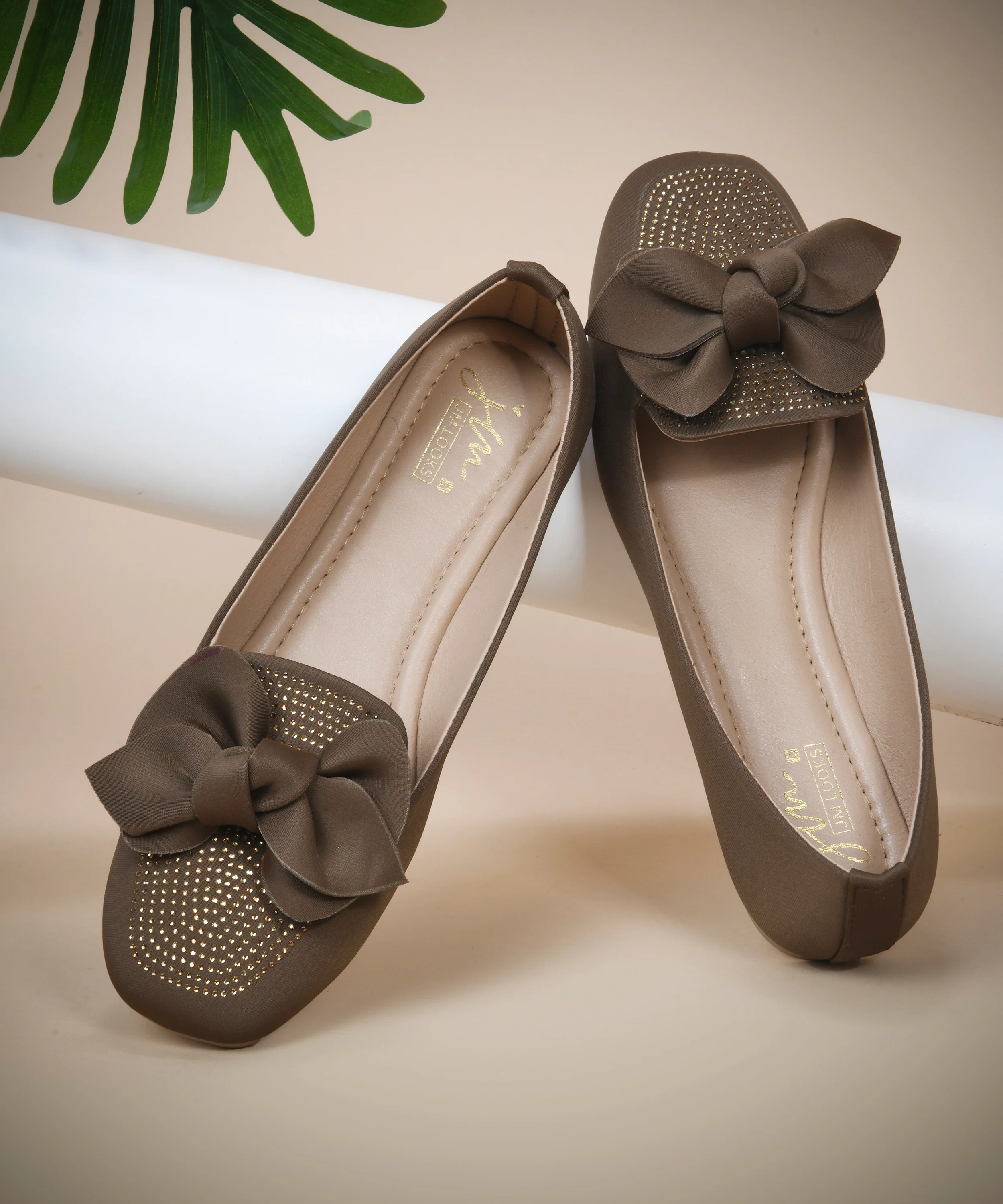 Ballerina Flats with Bow Detail & Studded Design - Image 13