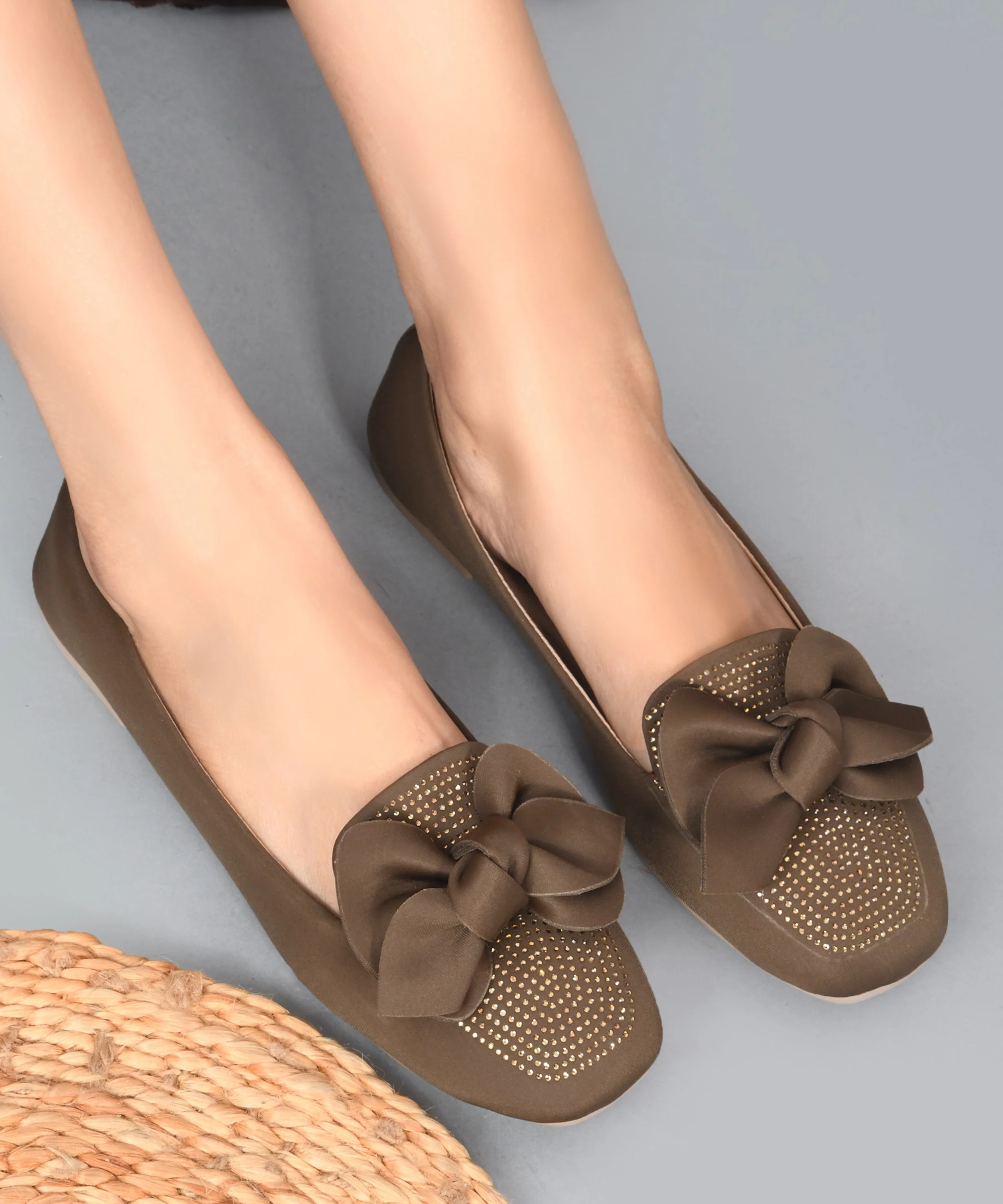 Ballerina Flats with Bow Detail & Studded Design - Image 14