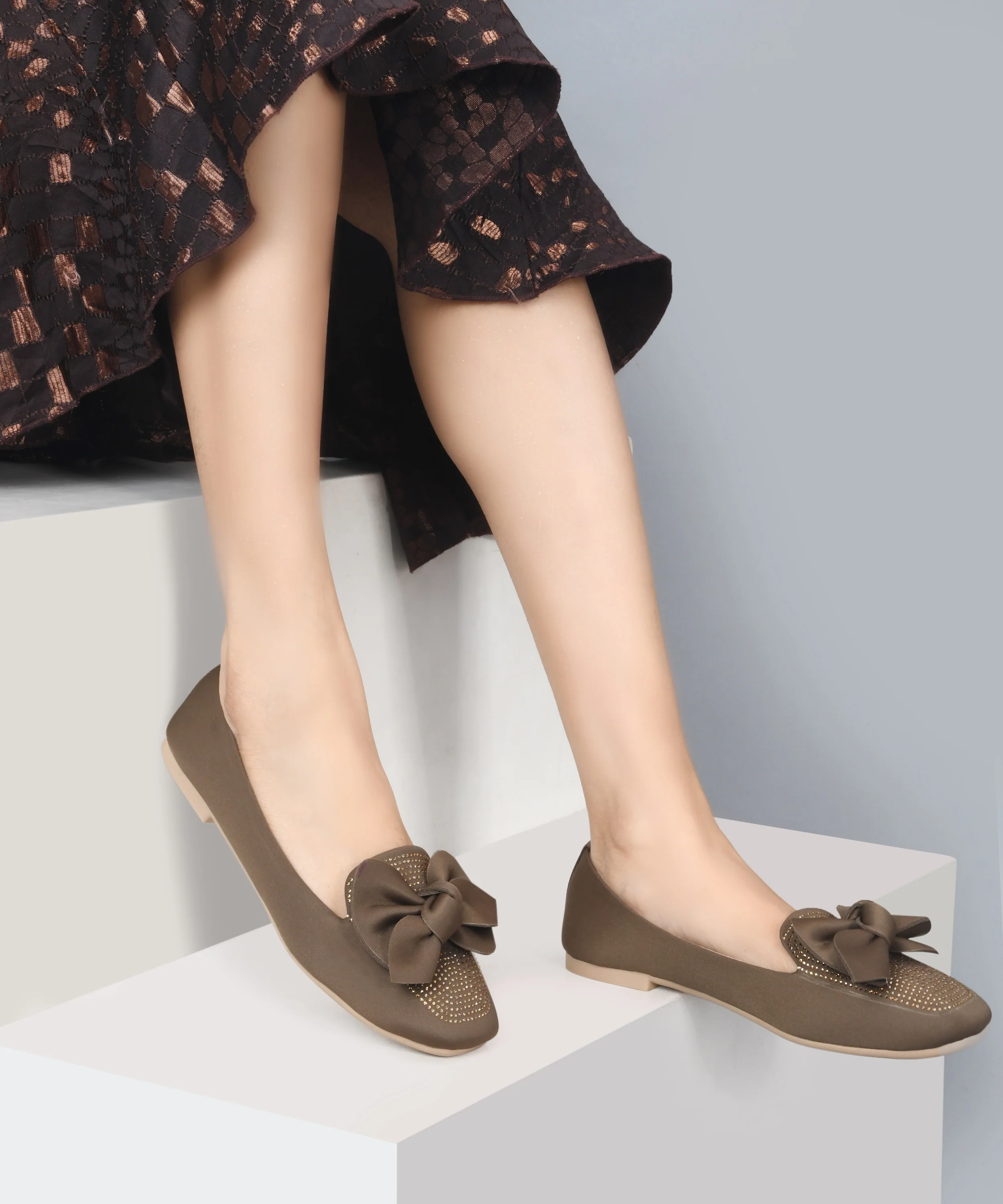 Ballerina Flats with Bow Detail & Studded Design - Image 15