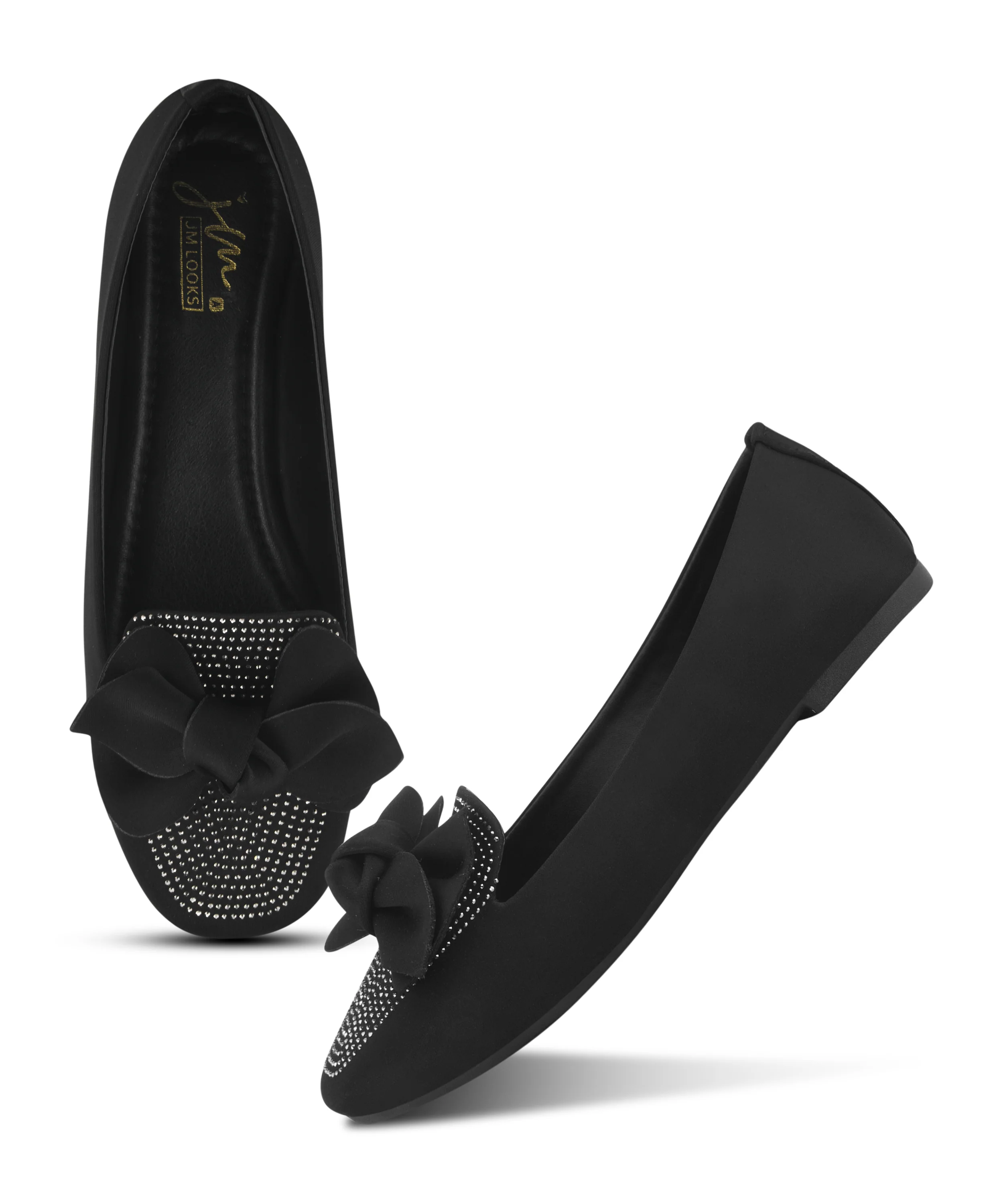 Ballerina Flats with Bow Detail & Studded Design - Image 6