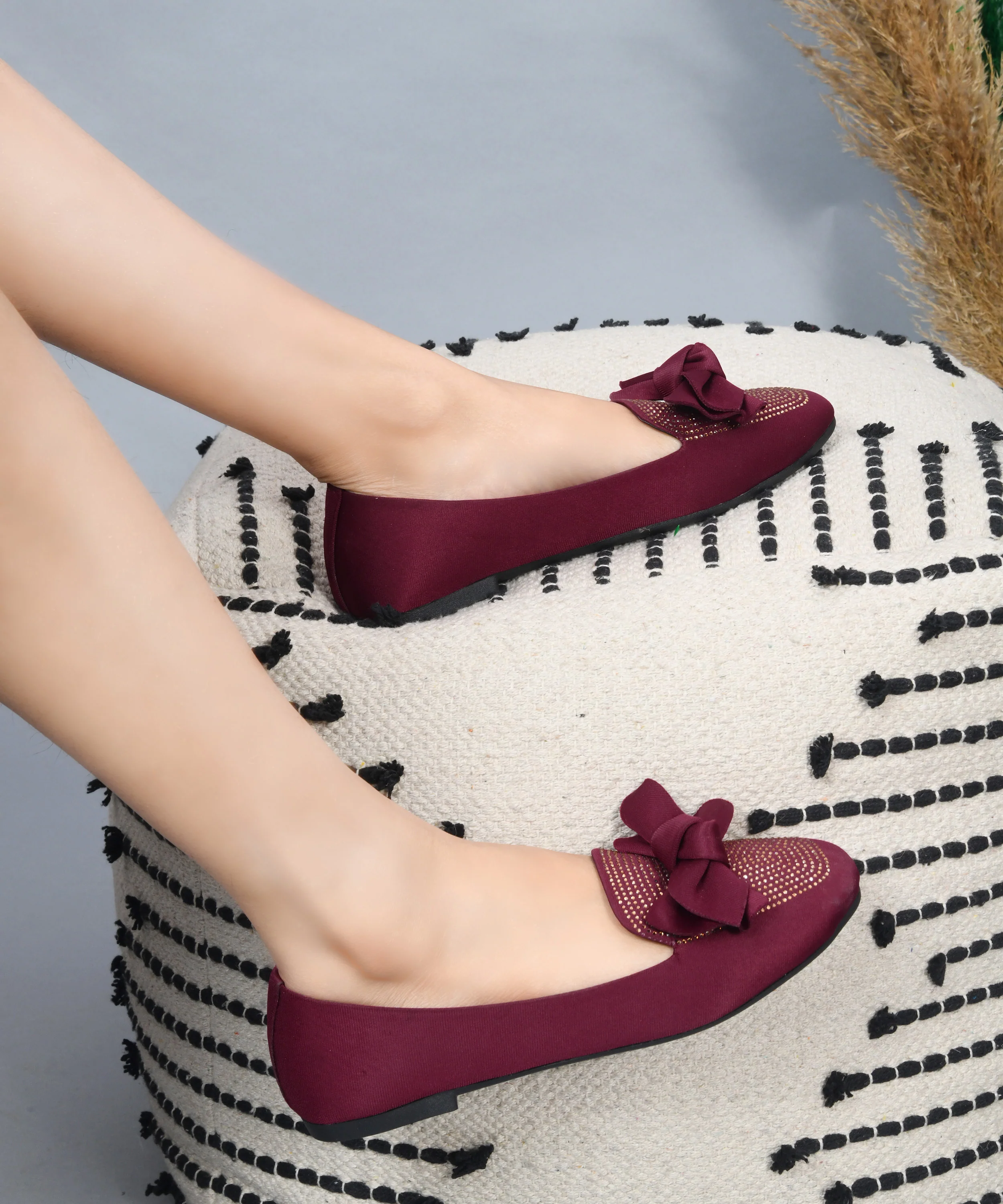 Ballerina Flats with Bow Detail & Studded Design - Image 9