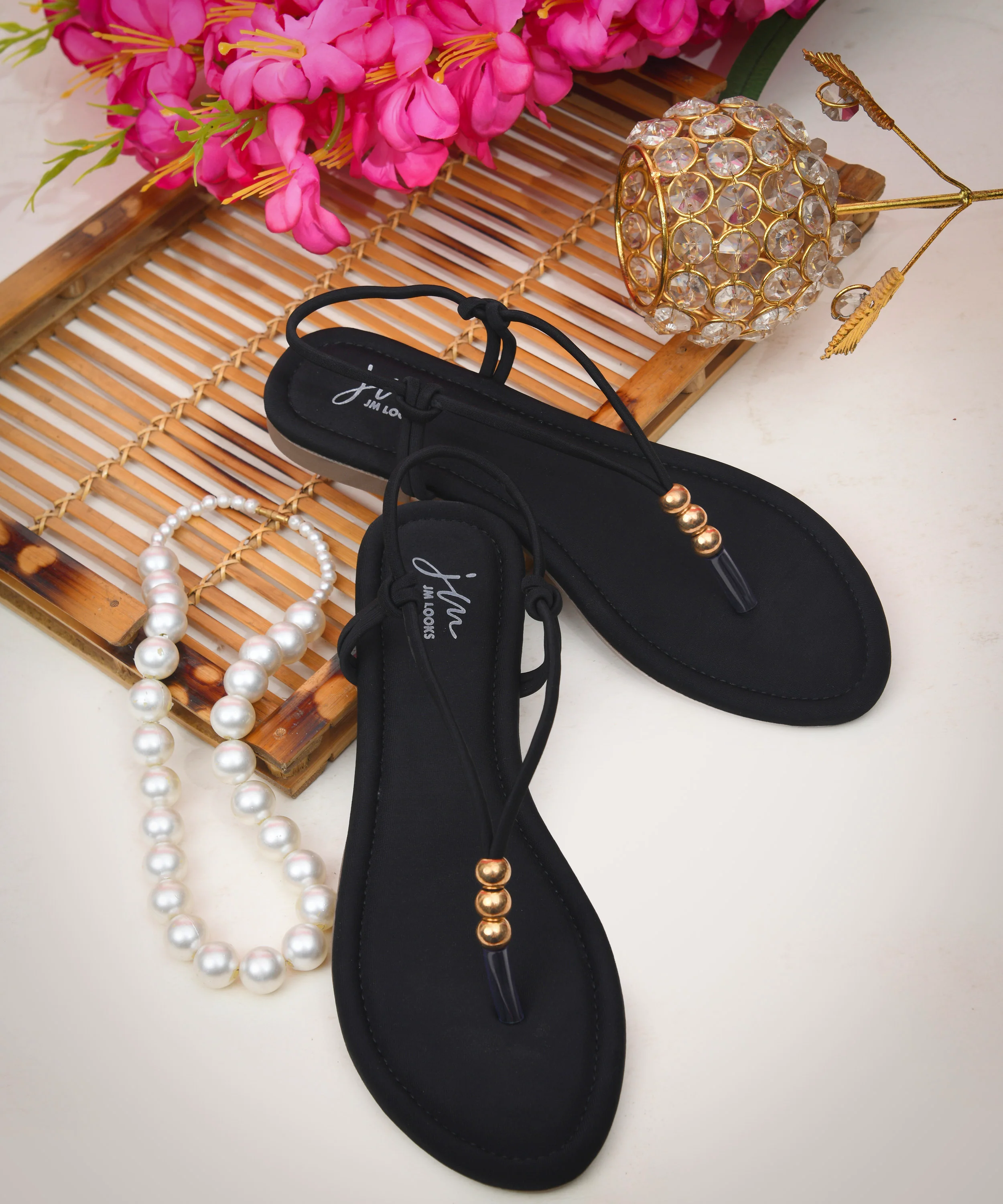 Beaded Strap Flat Toe Ring Sandals - Image 10