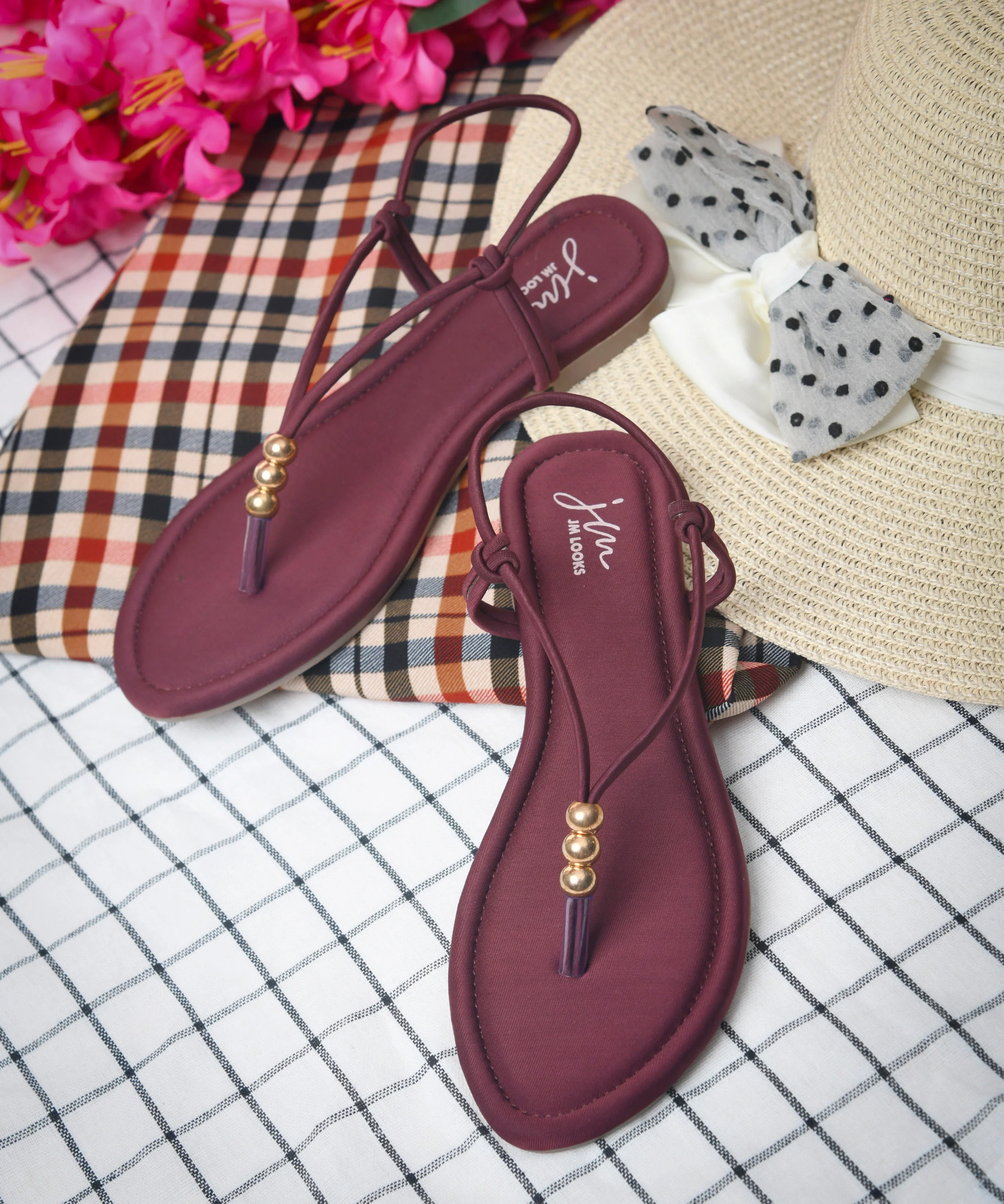 Beaded Strap Flat Toe Ring Sandals - Image 15