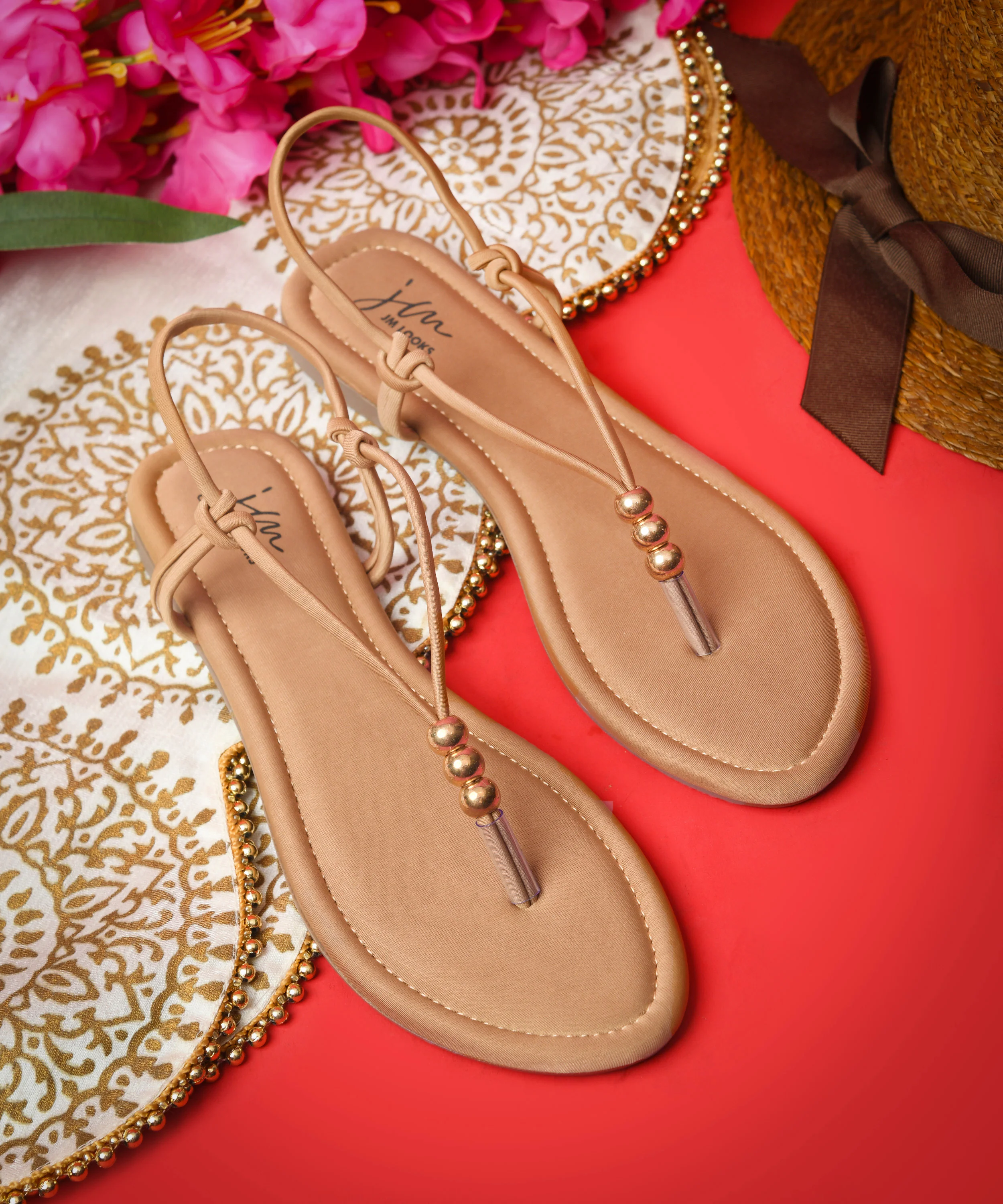Beaded Strap Flat Toe Ring Sandals - Image 4