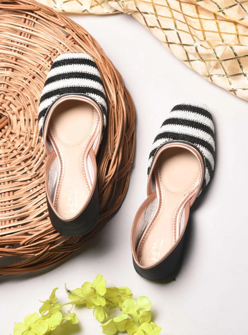 Jm Looks Beaded Stripe Juttis for Women & Girls