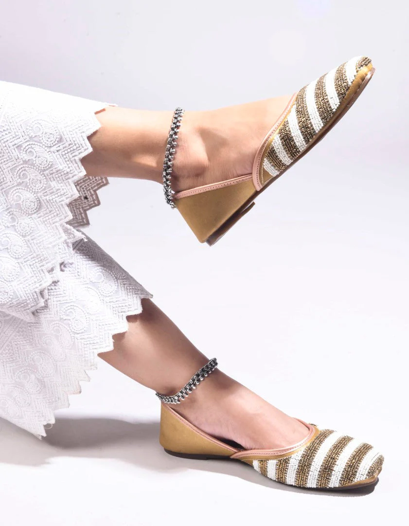 Jm Looks Beaded Stripe Juttis for Women & Girls - Image 15