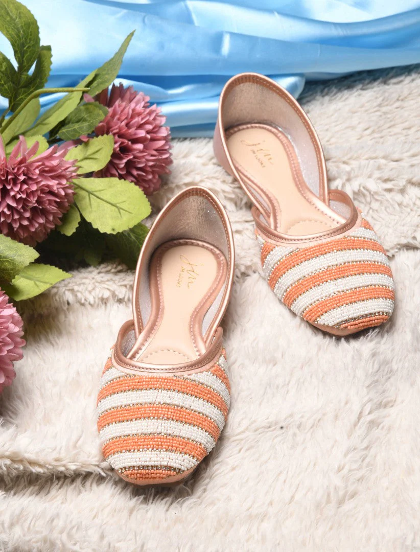 Jm Looks Beaded Stripe Juttis for Women & Girls - Image 7