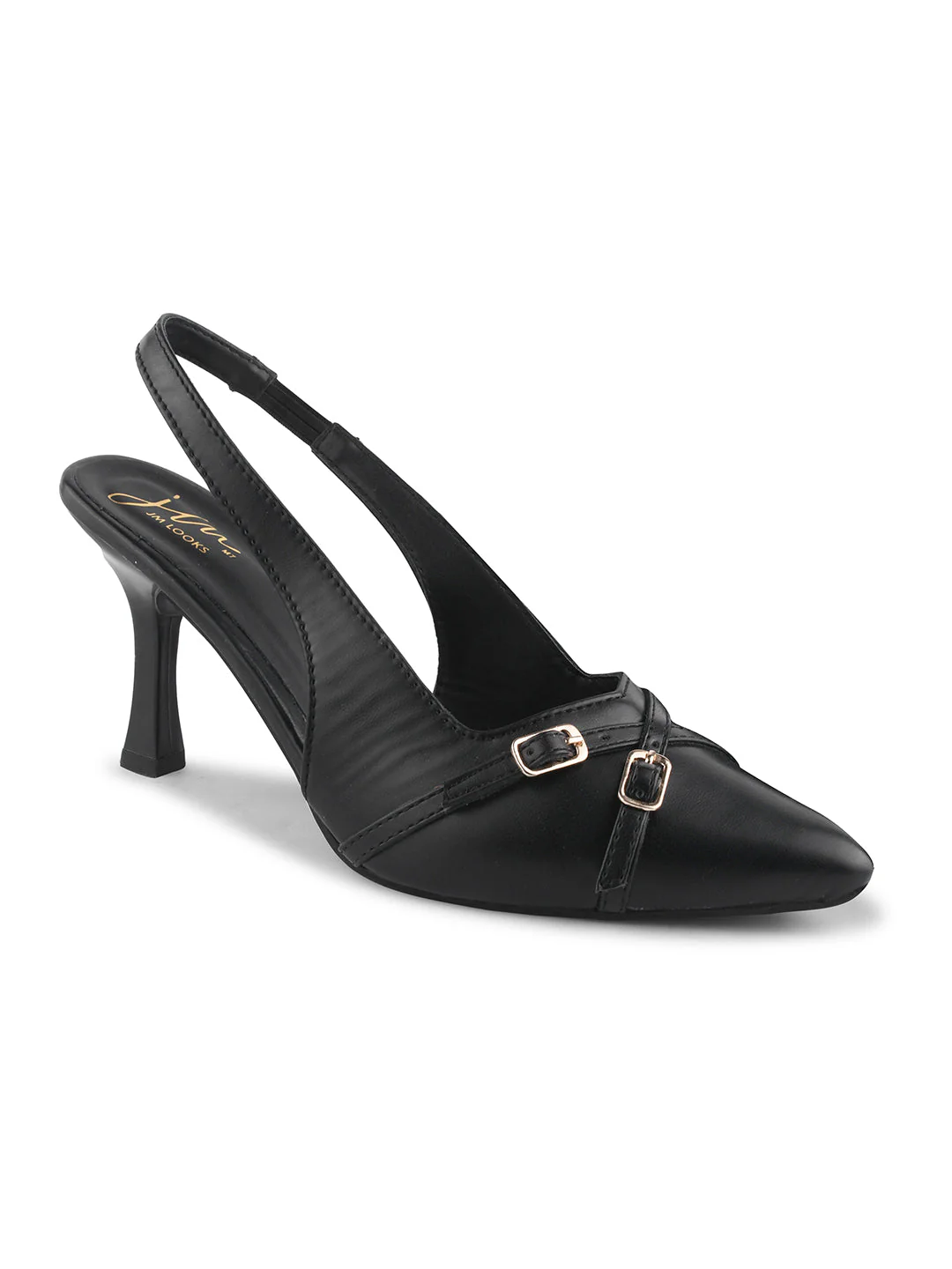 Belt buckle detail slingback stiletto pointed toe heel - Image 7