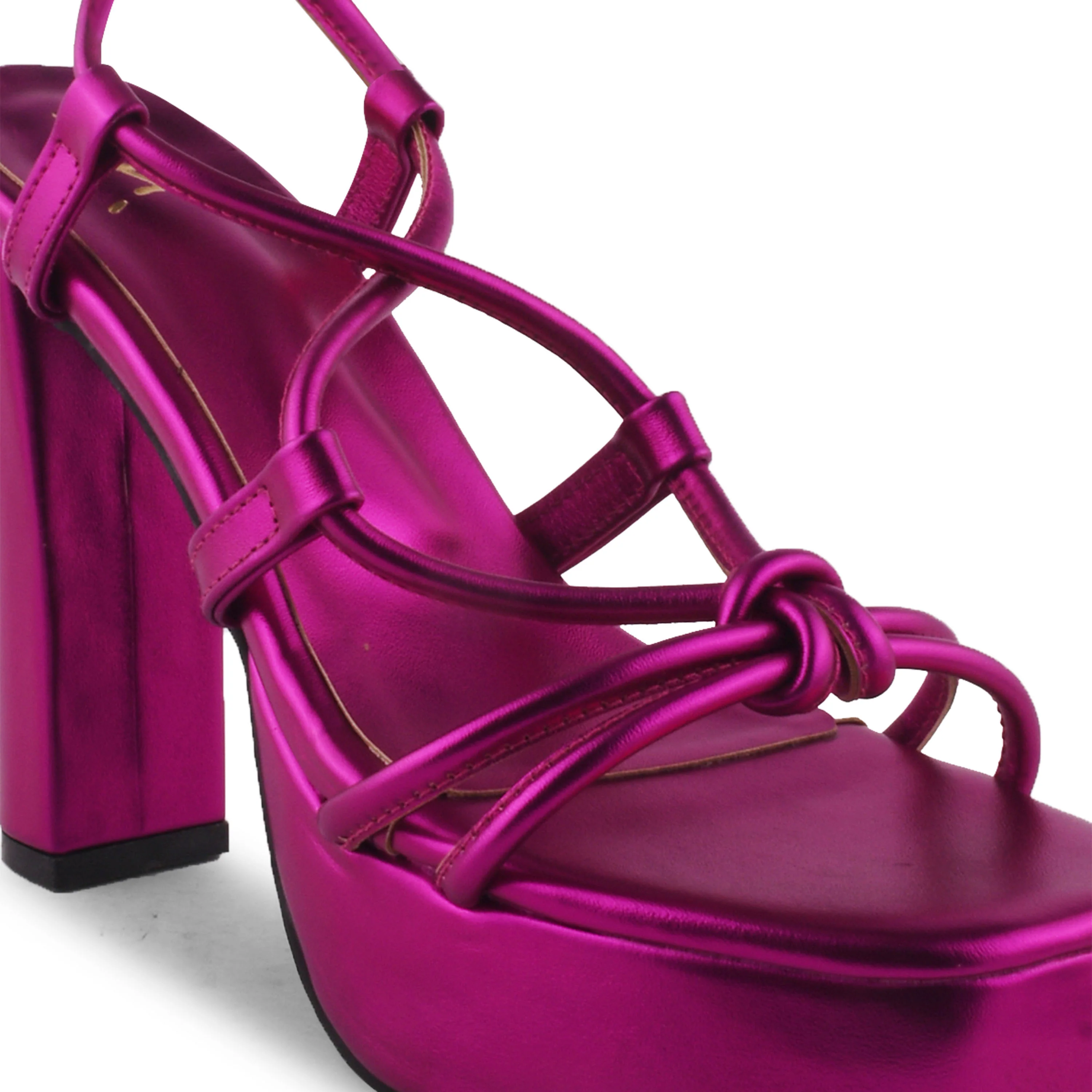 Textured Block High Lace Up Heels - Image 30