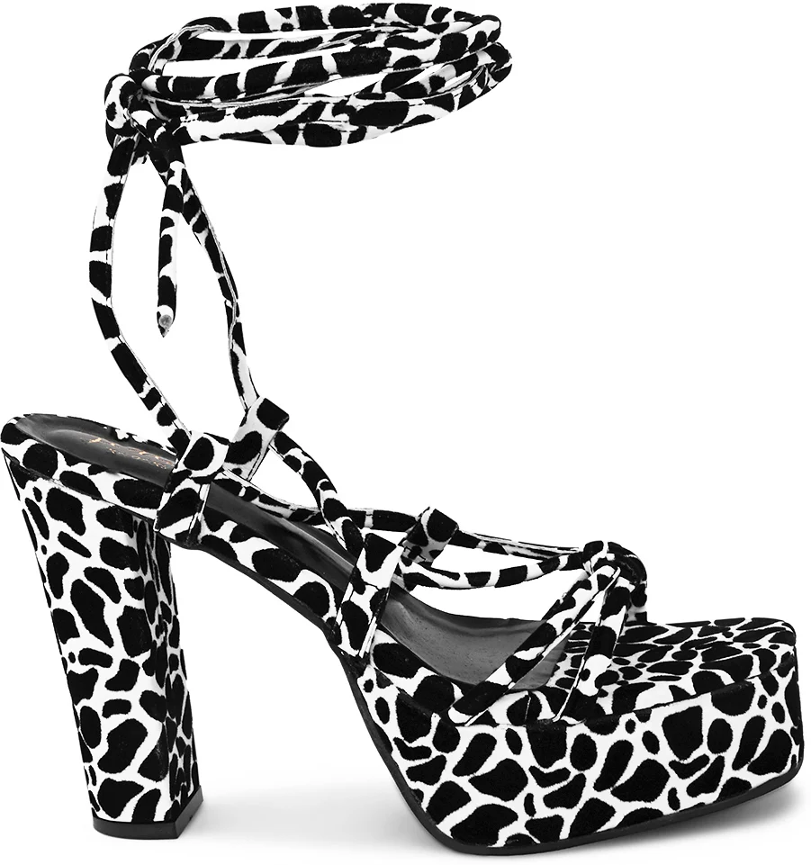 Textured Block High Lace Up Heels - Image 6