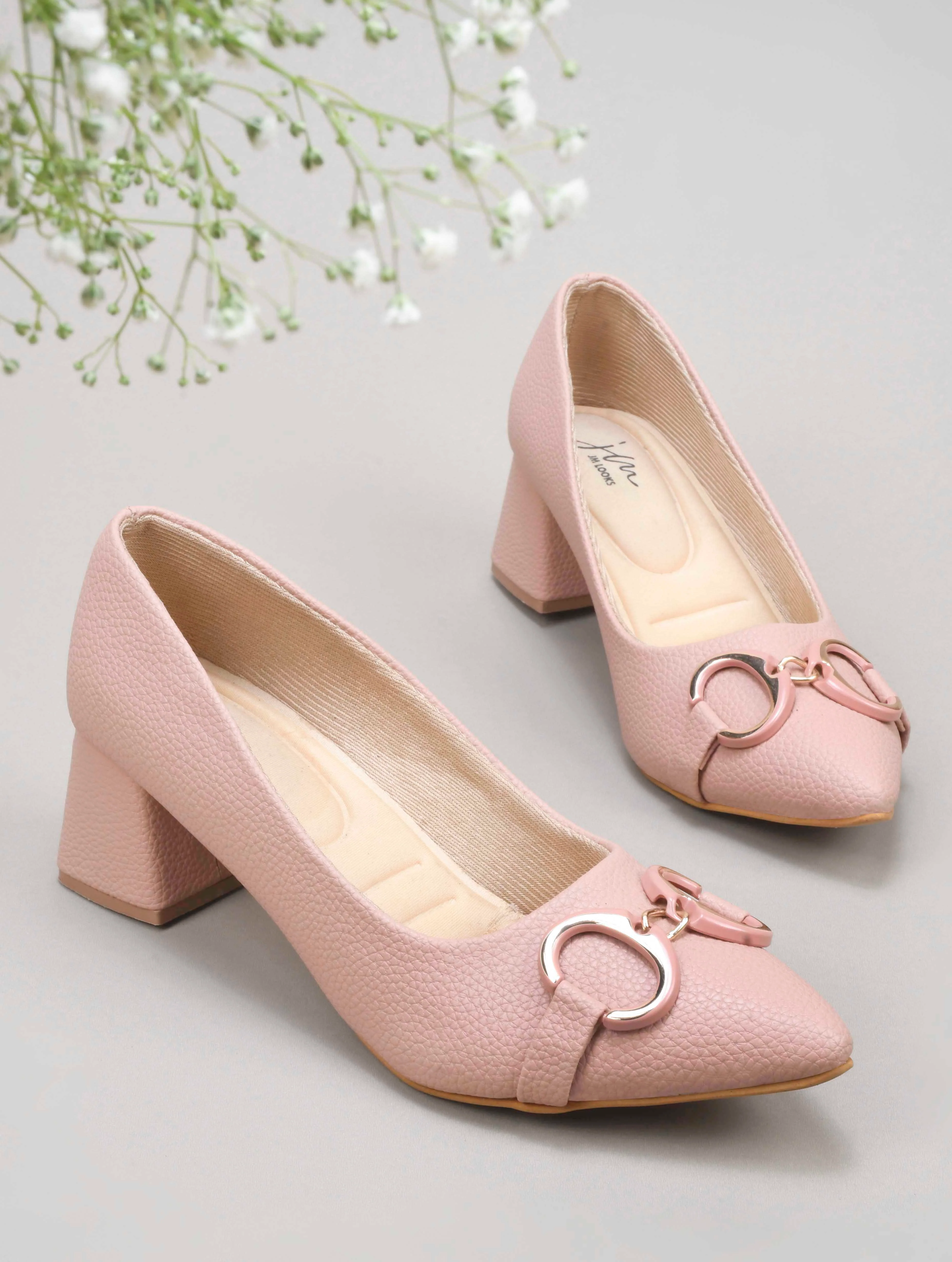 Jm Looks Buckle Embellished Block Heel Pumps - Image 13
