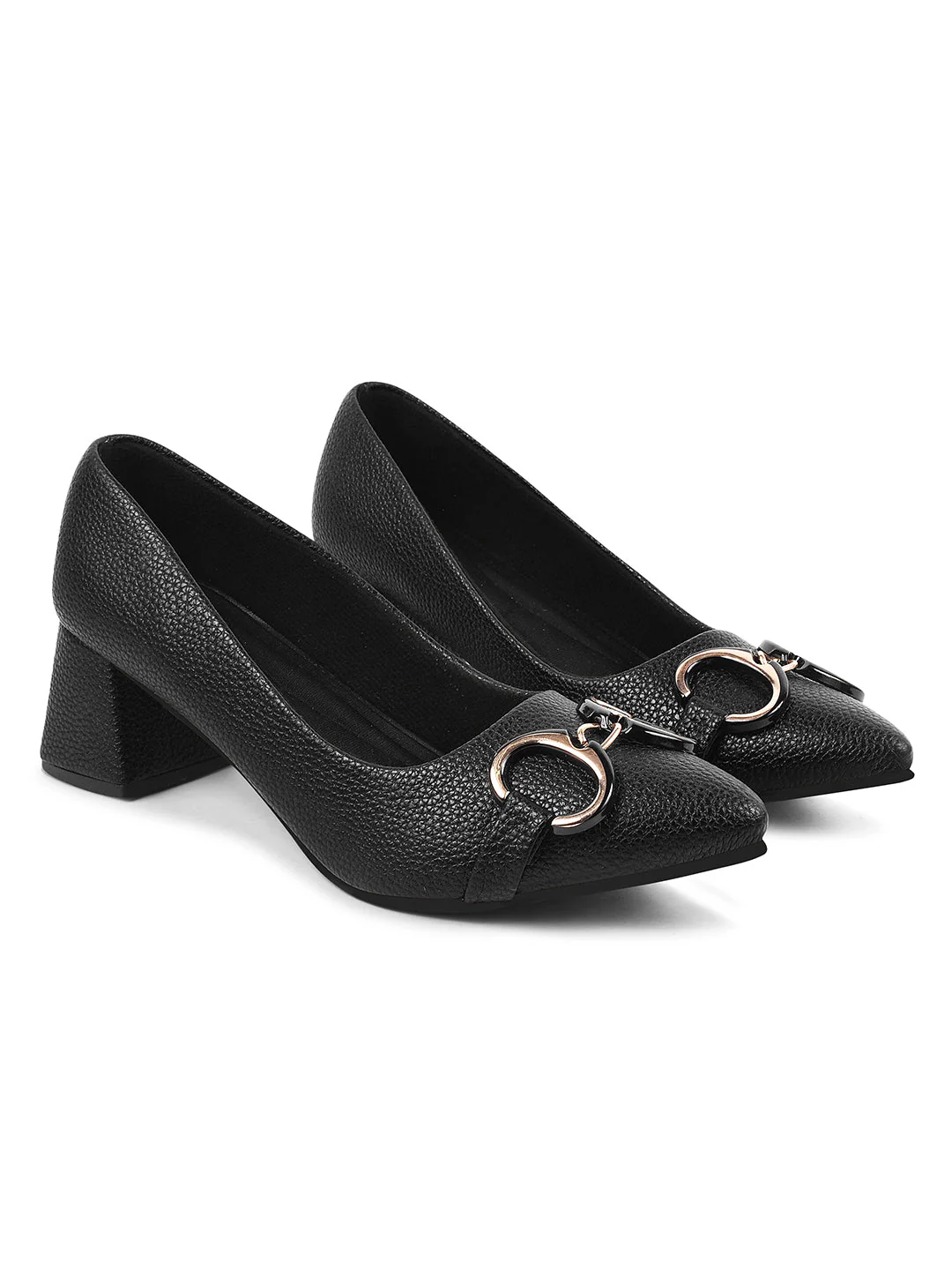 Jm Looks Buckle Embellished Block Heel Pumps - Image 5
