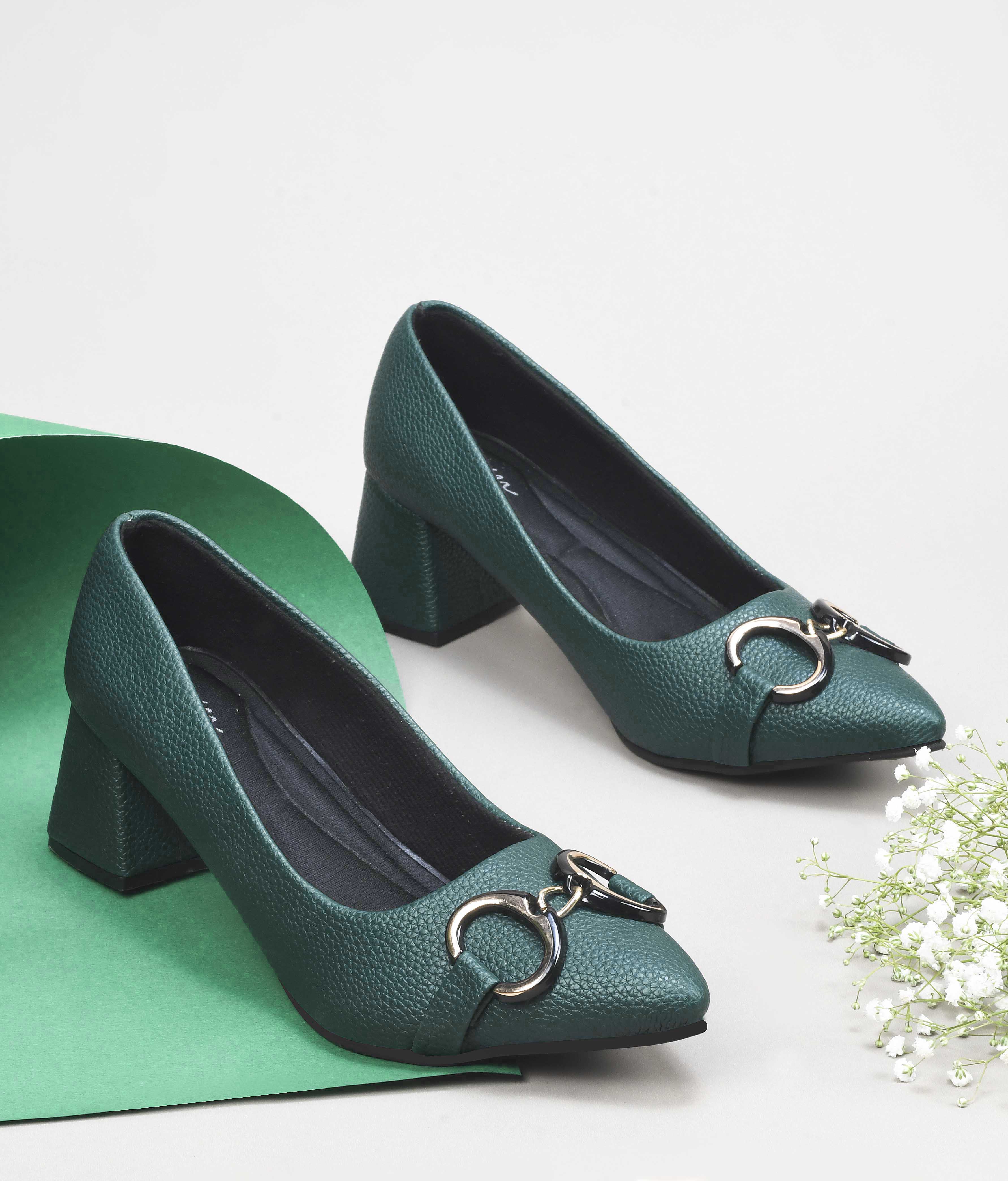 Jm Looks Buckle Embellished Block Heel Pumps - Image 7