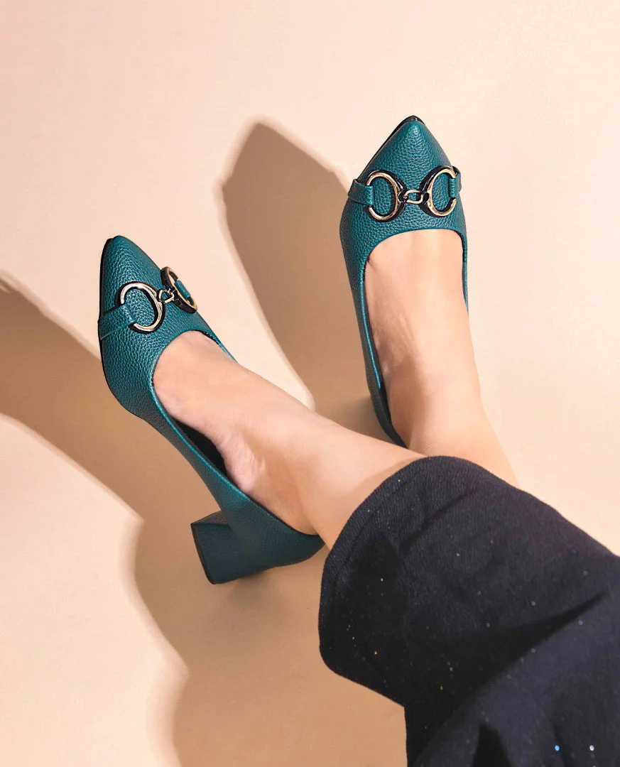 Jm Looks Buckle Embellished Block Heel Pumps - Image 9