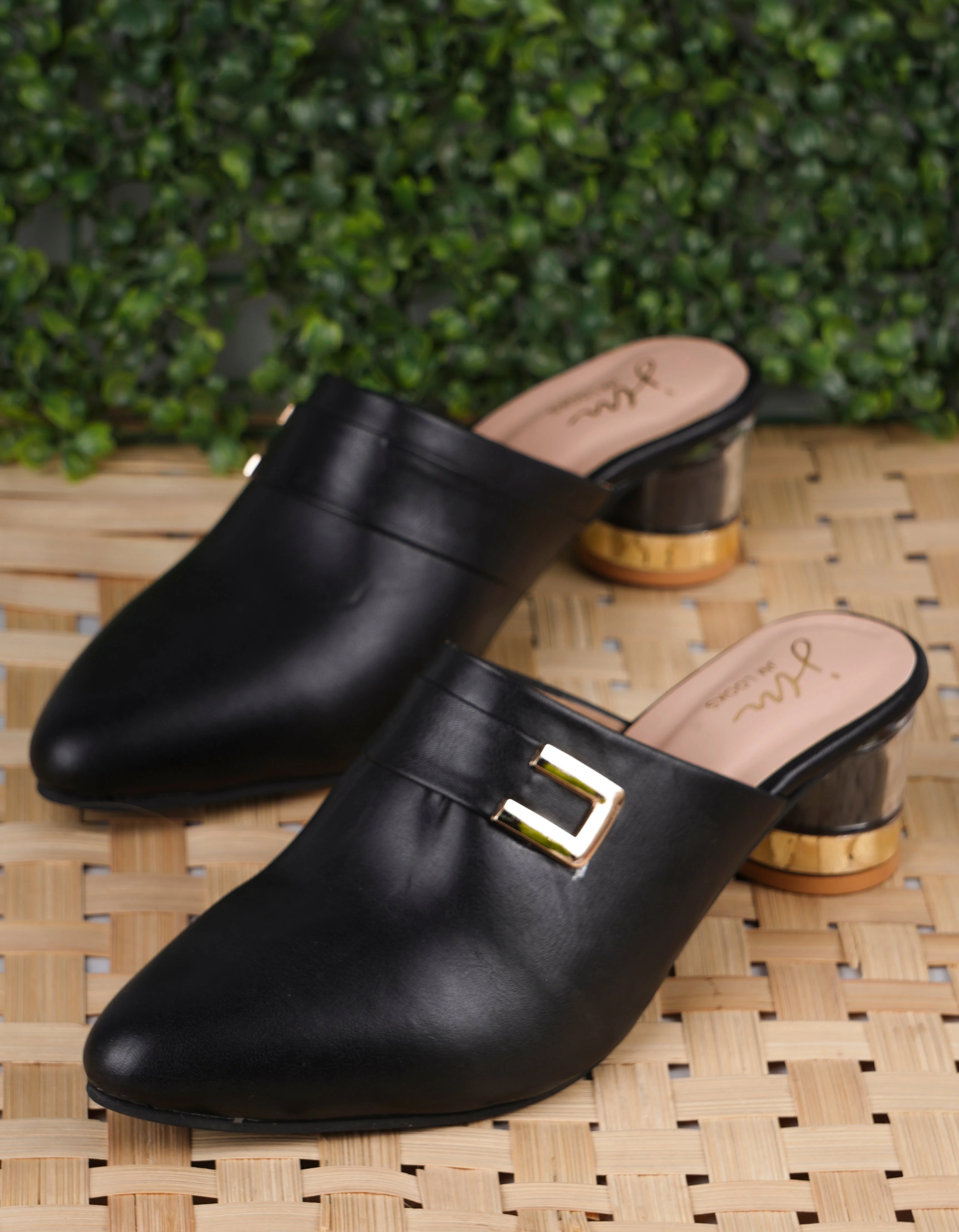 Jm Looks Buckle Detail Block Heel Mules for Women & Girls