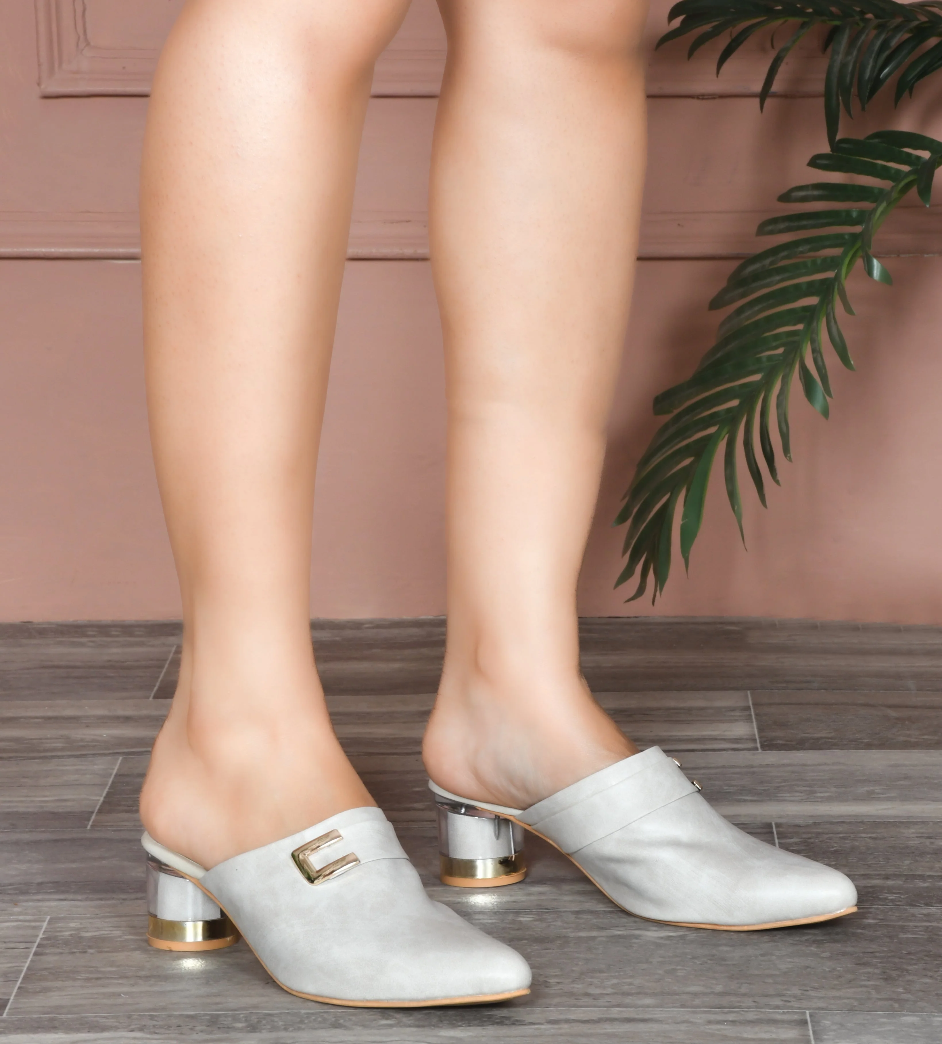 Jm Looks Buckle Detail Block Heel Mules for Women & Girls - Image 10