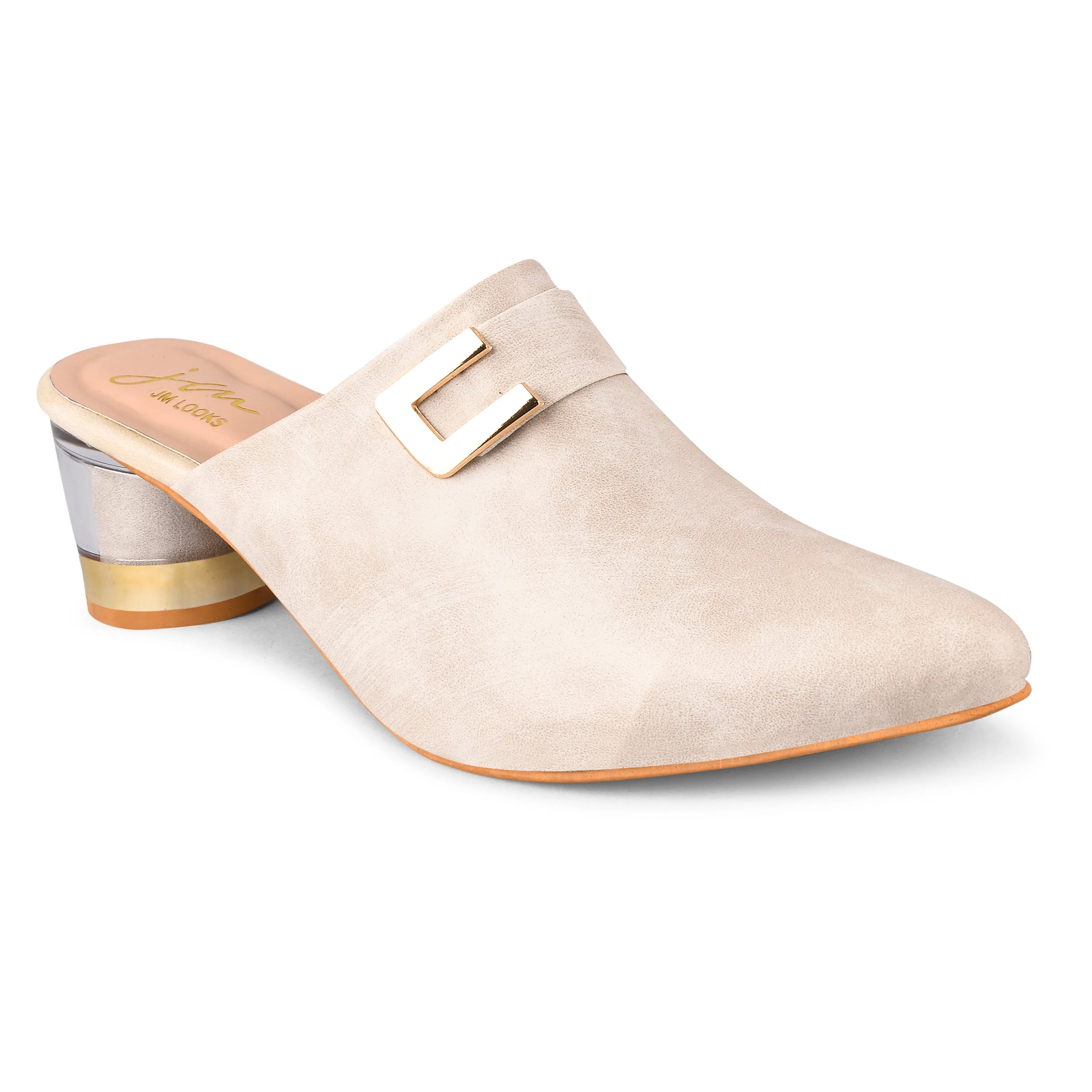 Jm Looks Buckle Detail Block Heel Mules for Women & Girls - Image 12