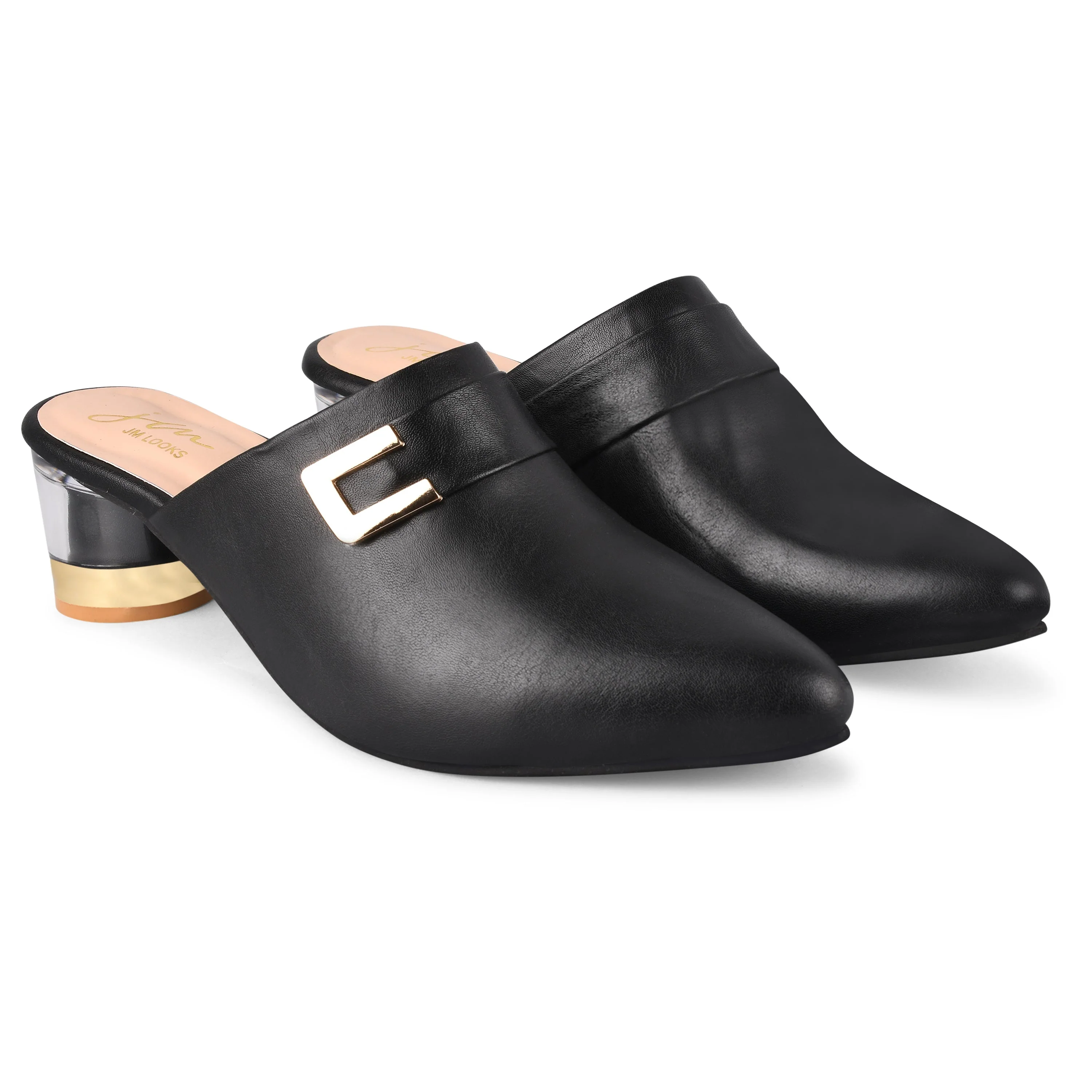 Jm Looks Buckle Detail Block Heel Mules for Women & Girls - Image 5