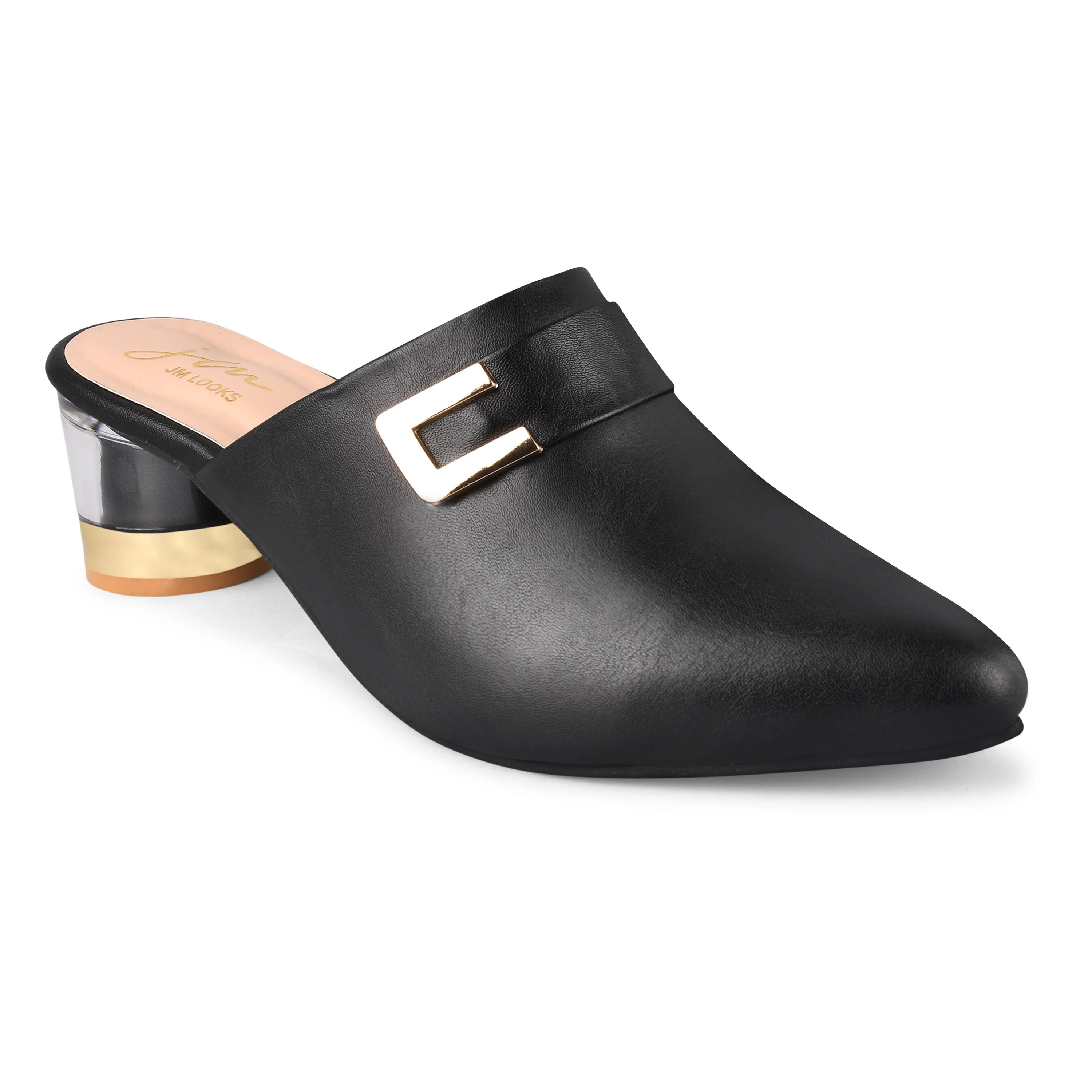 Jm Looks Buckle Detail Block Heel Mules for Women & Girls - Image 6