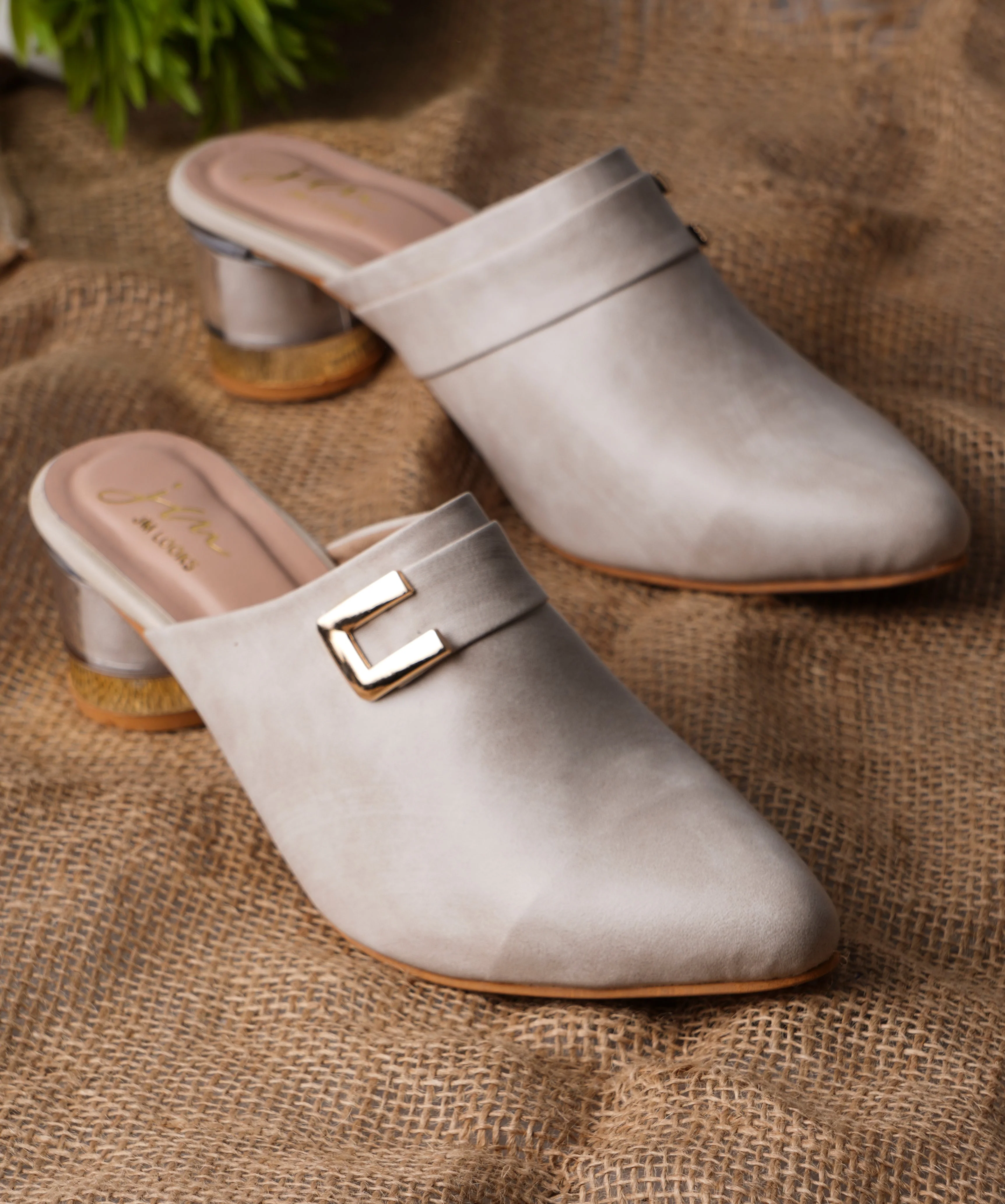 Jm Looks Buckle Detail Block Heel Mules for Women & Girls - Image 7