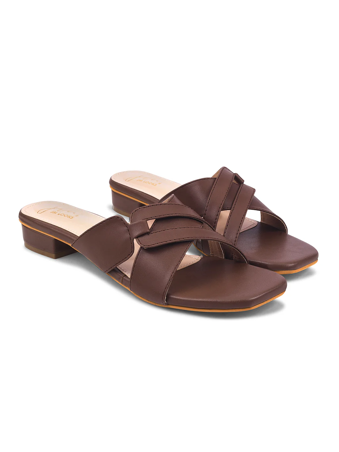 Block Heel Criss-Cross Slide Sandals - Image 5