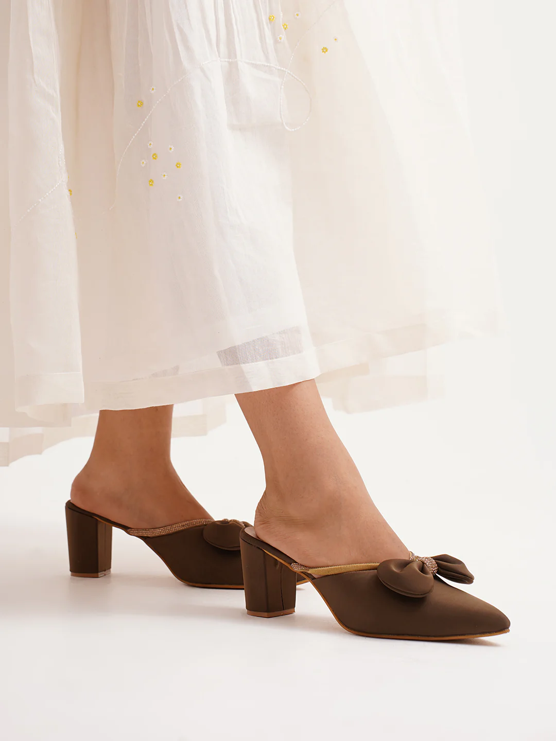 Block Heel Mules with Bow Embellishment - Image 11