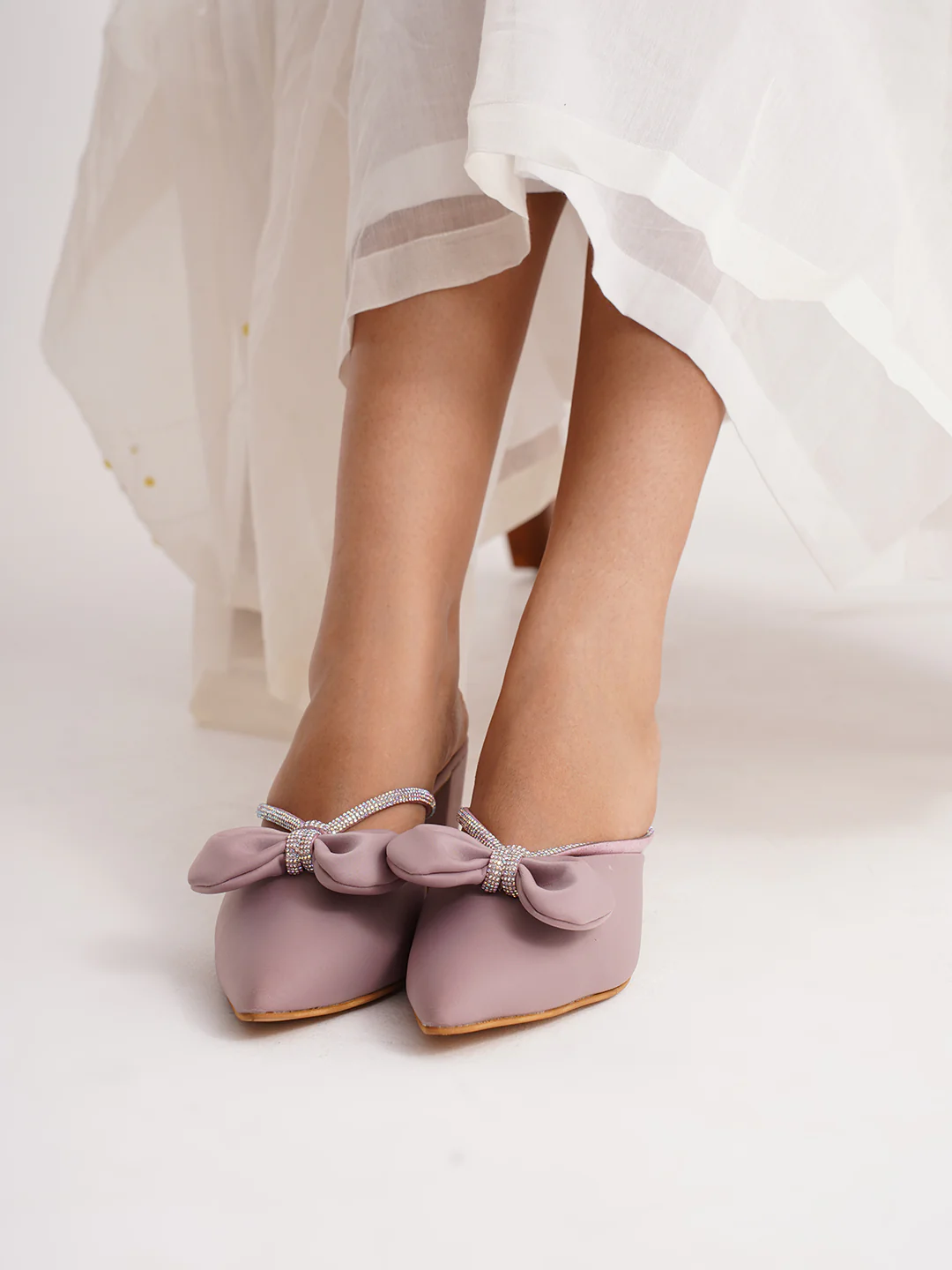 Block Heel Mules with Bow Embellishment - Image 17