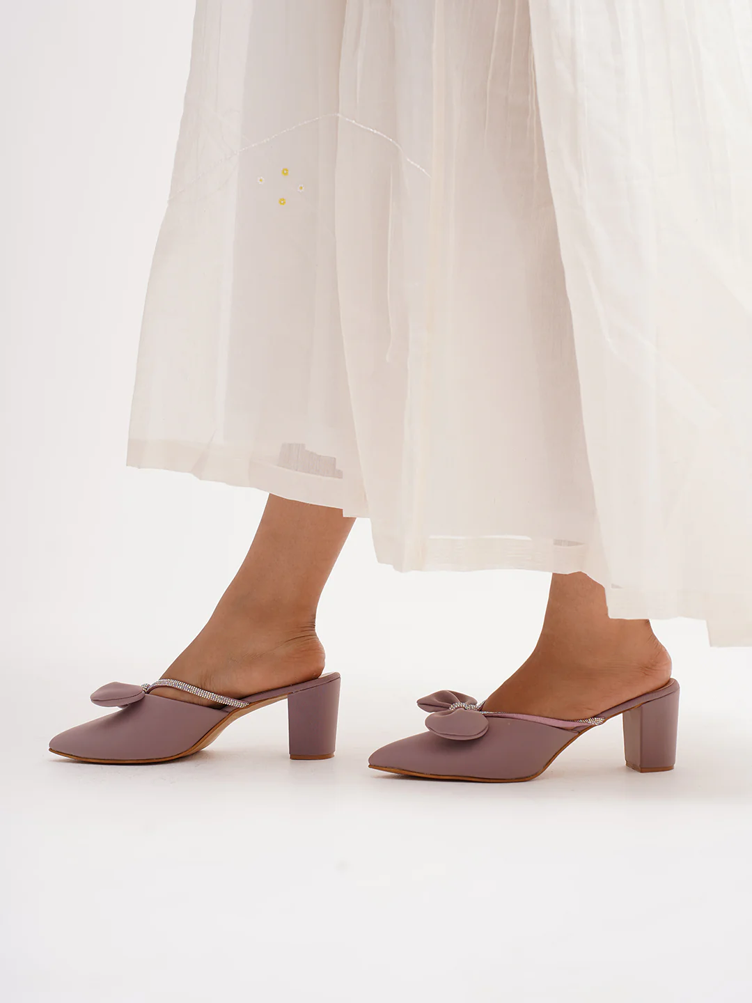 Block Heel Mules with Bow Embellishment - Image 18