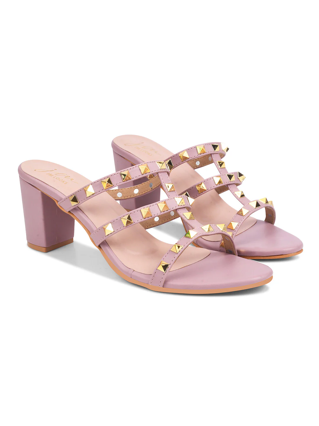 JM LOOKS Block Heel Mules with Studded Straps - Image 15