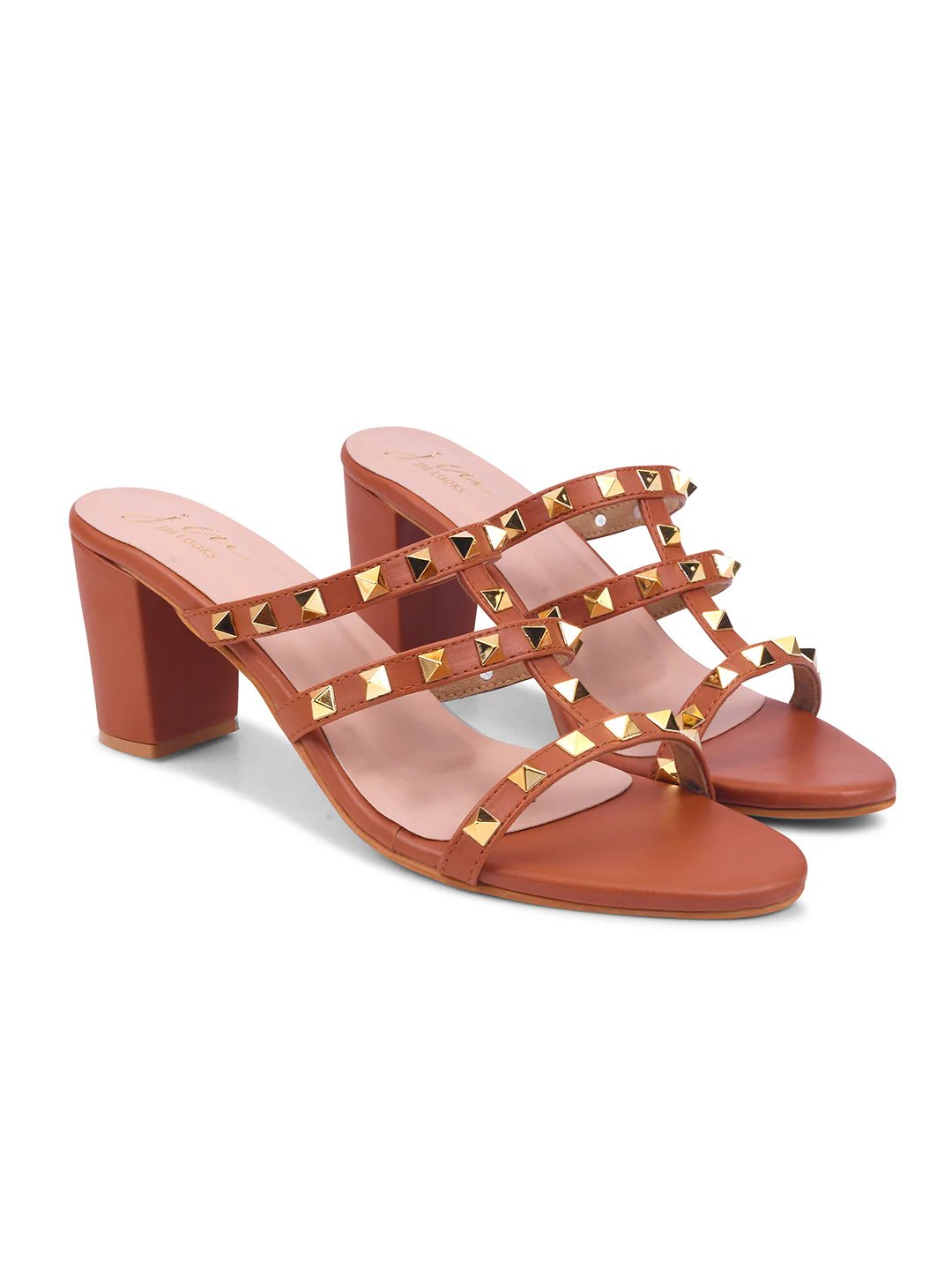 JM LOOKS Block Heel Mules with Studded Straps - Image 18