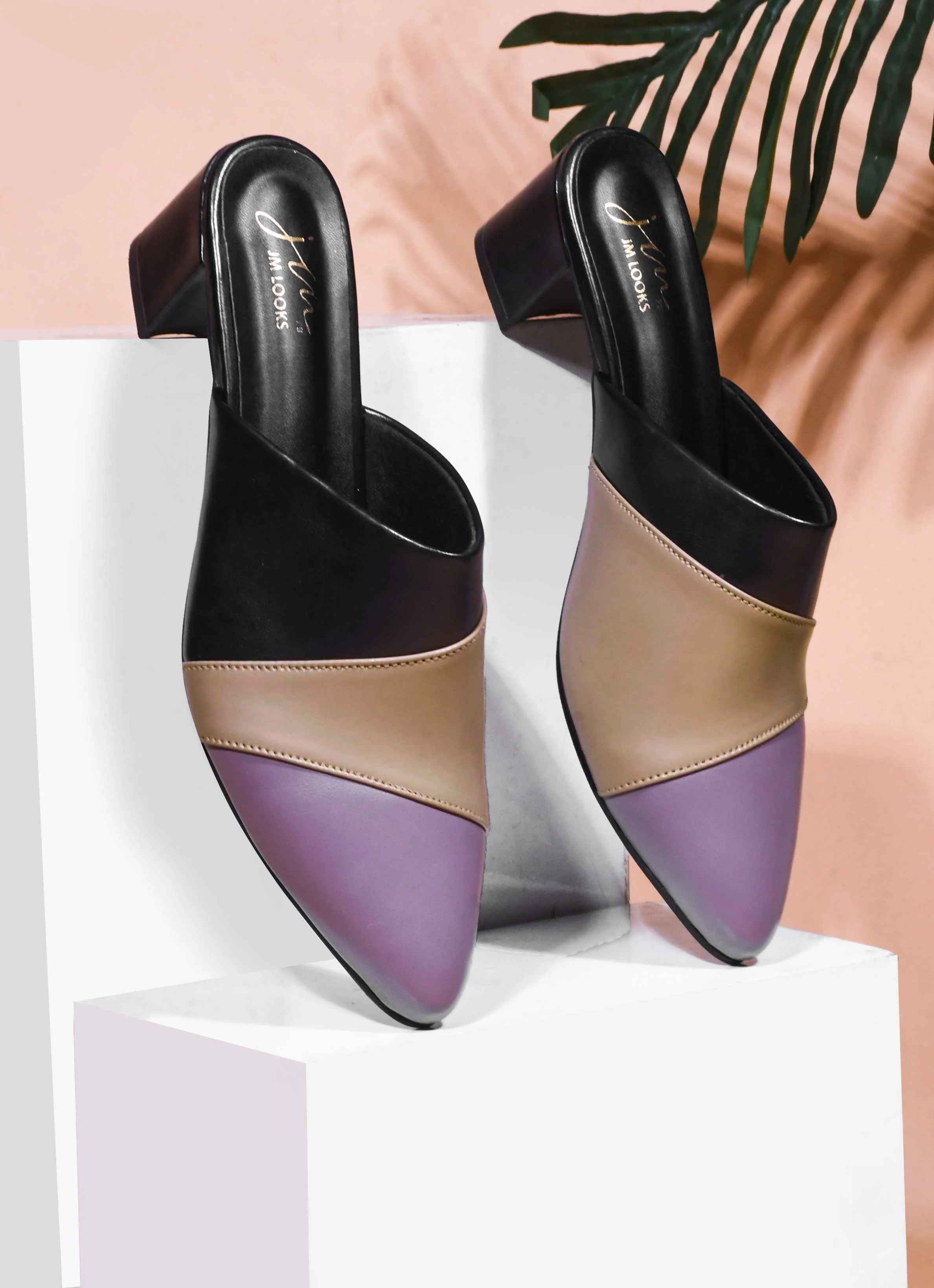 Jm Looks Women's Pointed Toe Block Heel Mules - Image 2