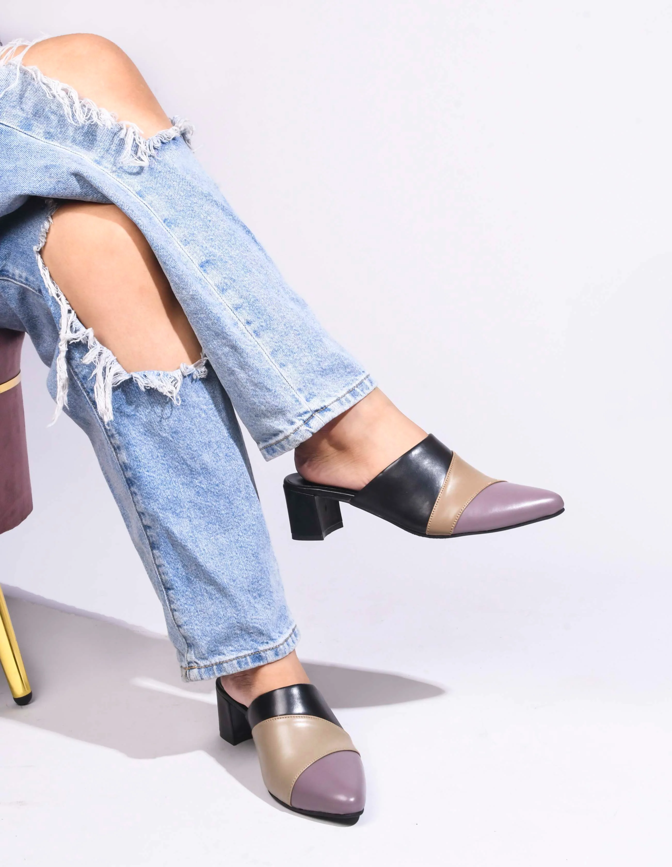 Jm Looks Women's Pointed Toe Block Heel Mules - Image 3