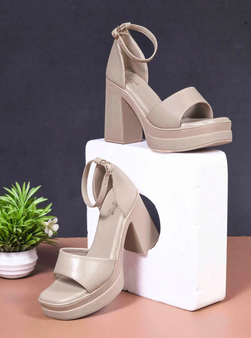 JM Looks Women's Platform Ankle Strap Block Heels