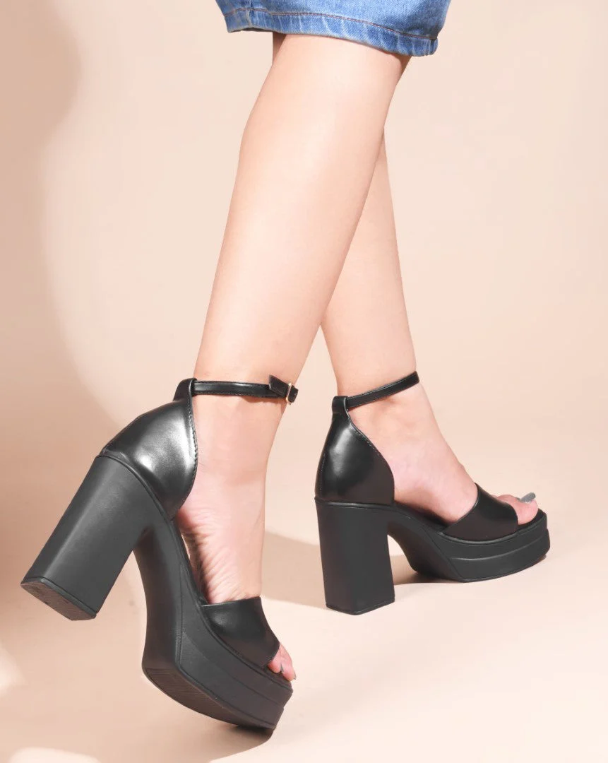 JM Looks Women's Platform Ankle Strap Block Heels - Image 9