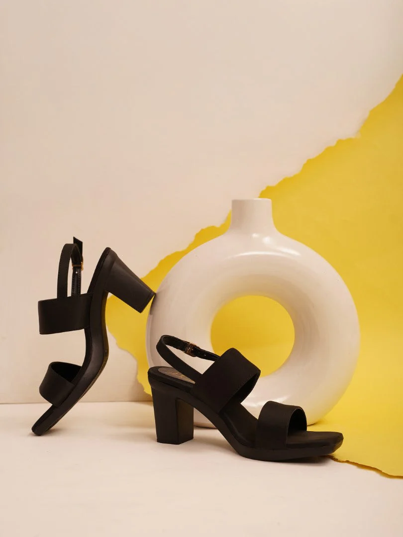 Block Heel Sandals with Broad Straps and Slingback Design - Image 2