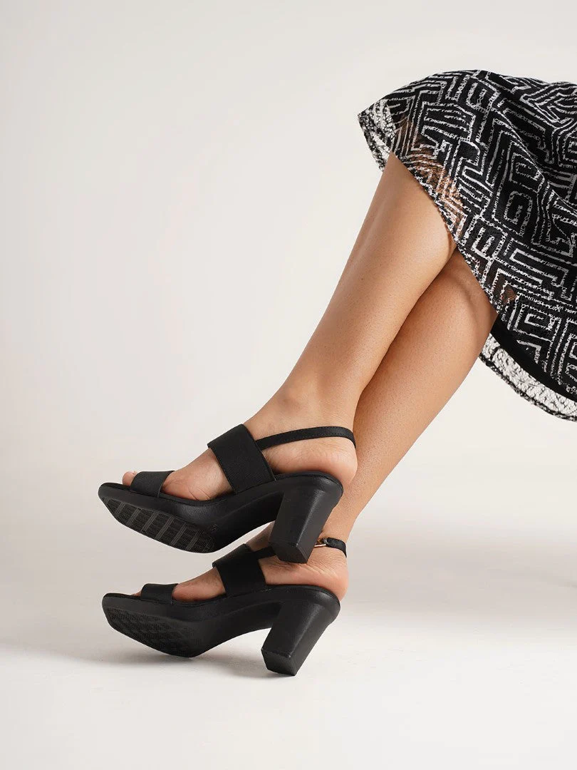 Block Heel Sandals with Broad Straps and Slingback Design - Image 3
