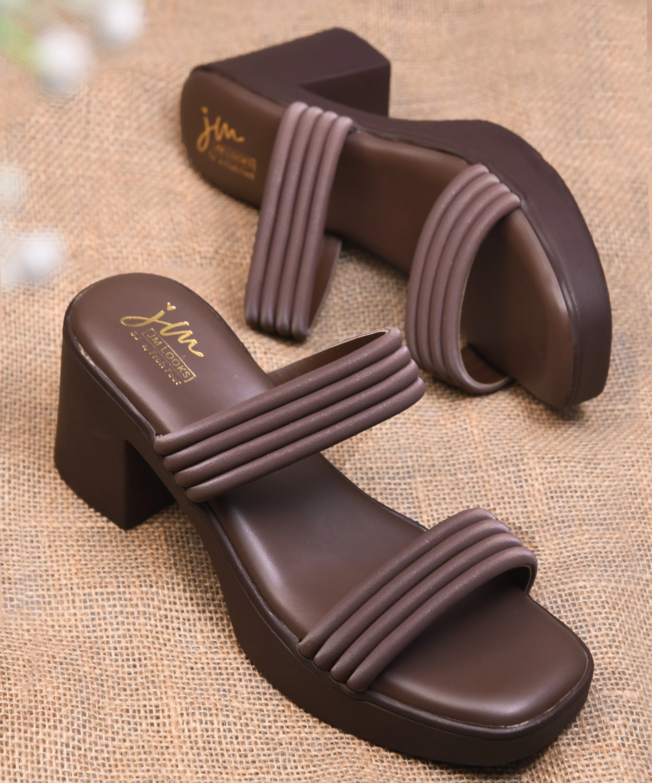 Block Heel Sandals with Multi Strap Design - Image 13