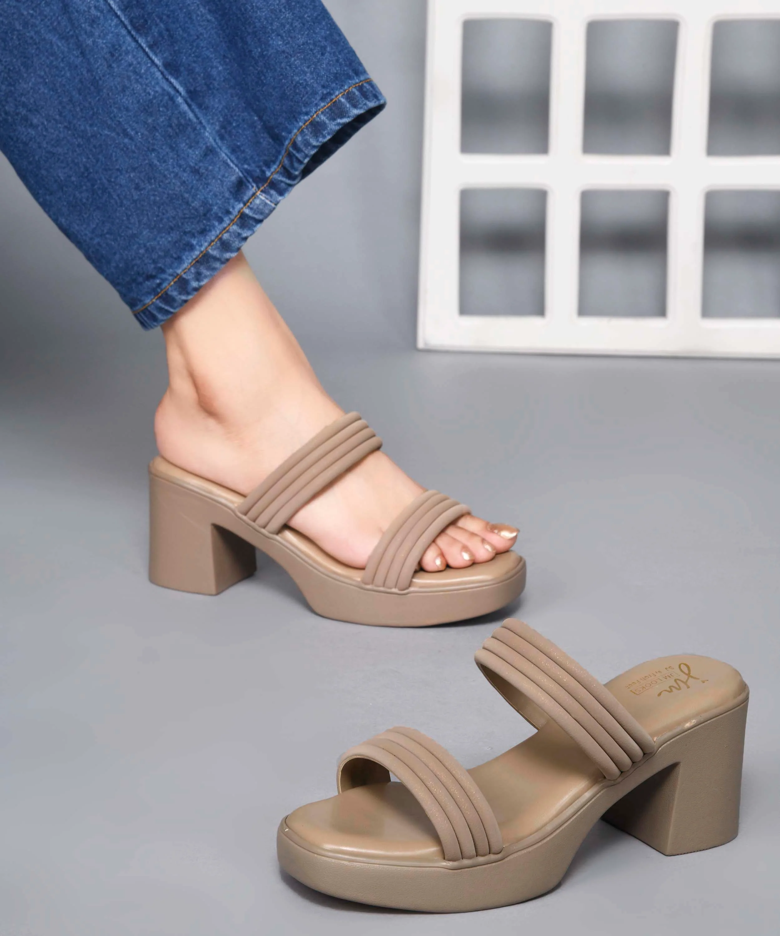 Block Heel Sandals with Multi Strap Design - Image 8