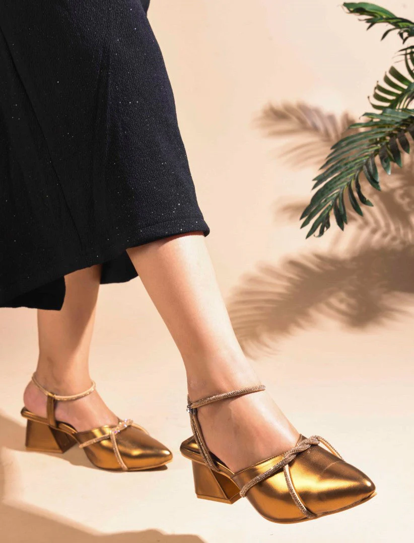 JM Looks Women's Embellished Slingback Block Heels - Image 10