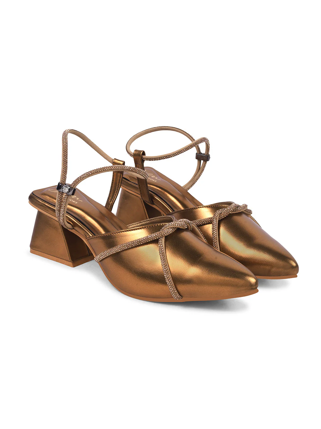 JM Looks Women's Embellished Slingback Block Heels - Image 11