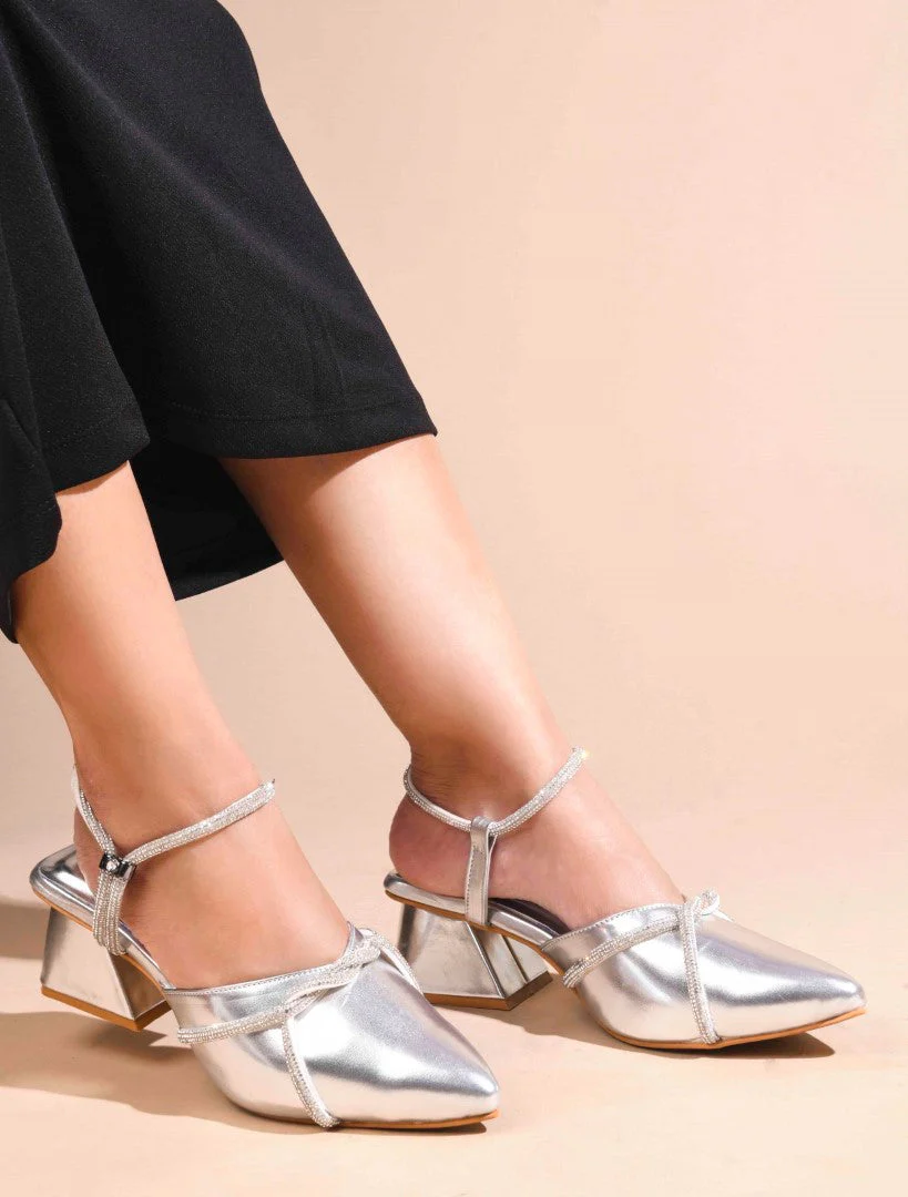 JM Looks Women's Embellished Slingback Block Heels - Image 16