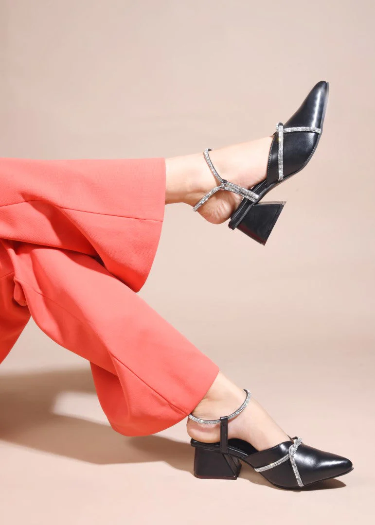 JM Looks Women's Embellished Slingback Block Heels - Image 2
