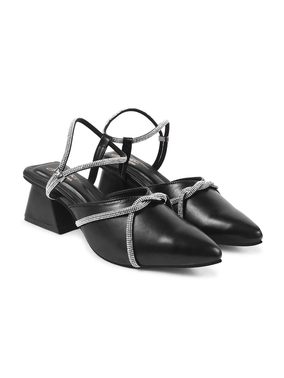 JM Looks Women's Embellished Slingback Block Heels - Image 5
