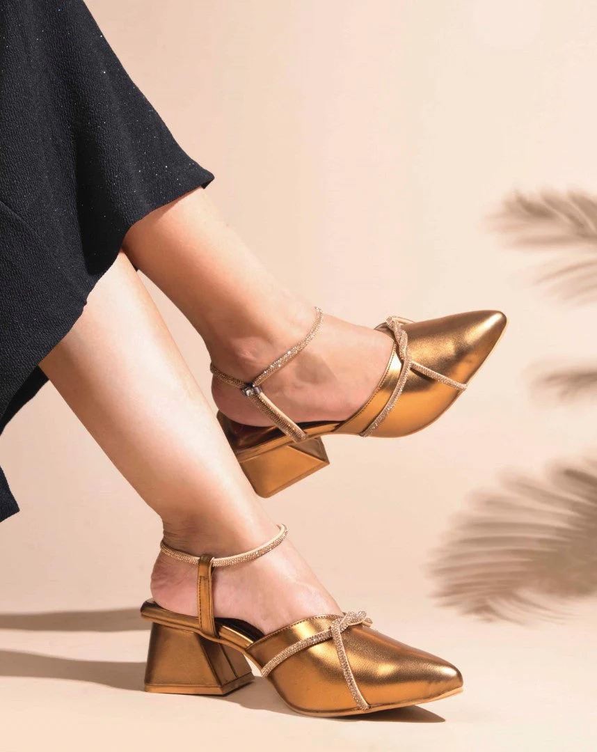 JM Looks Women's Embellished Slingback Block Heels - Image 8